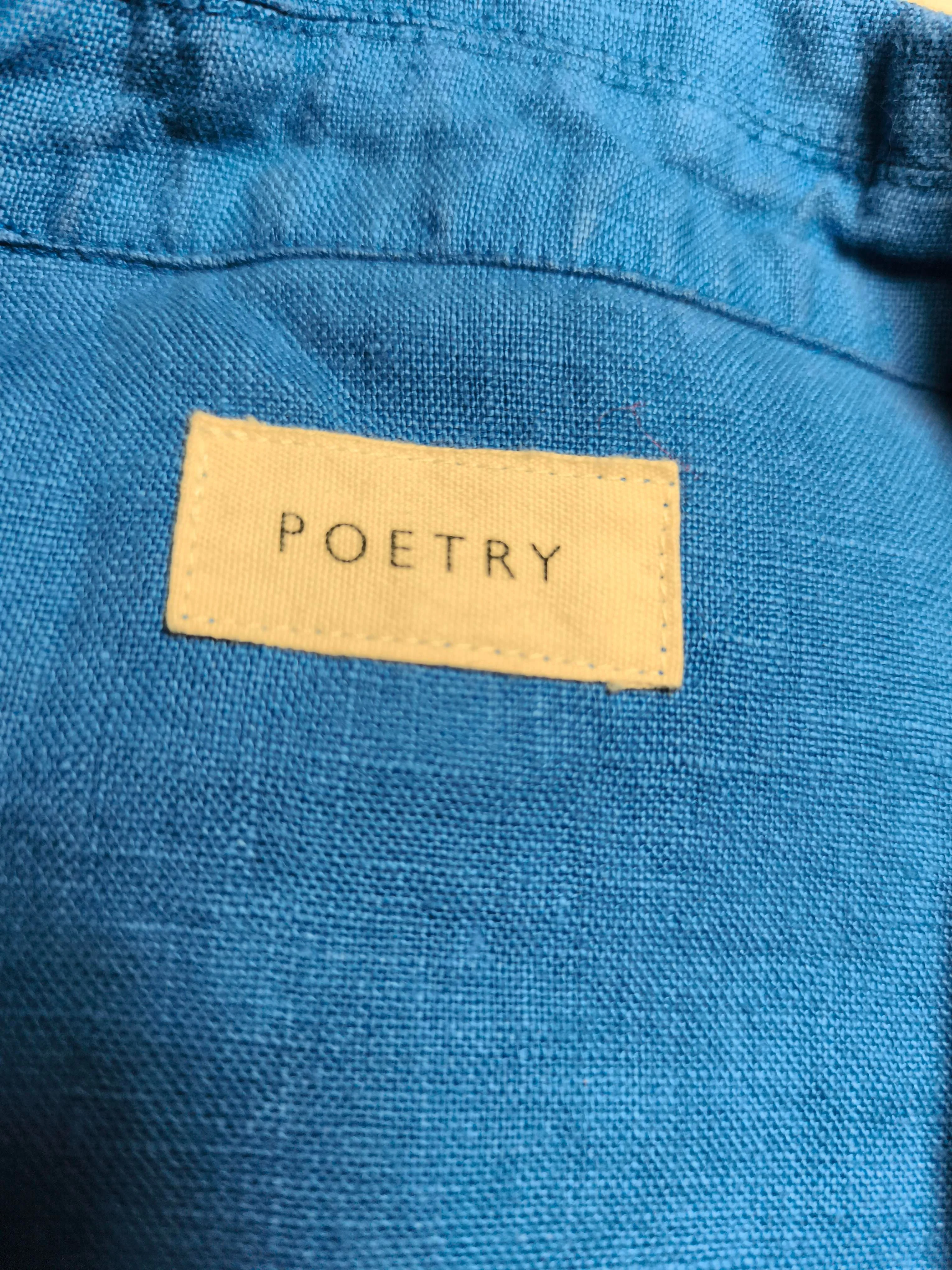 Poetry Women's Shirt UK 18 Blue 100% Linen 3/4 Sleeve Collared Basic - Image 5