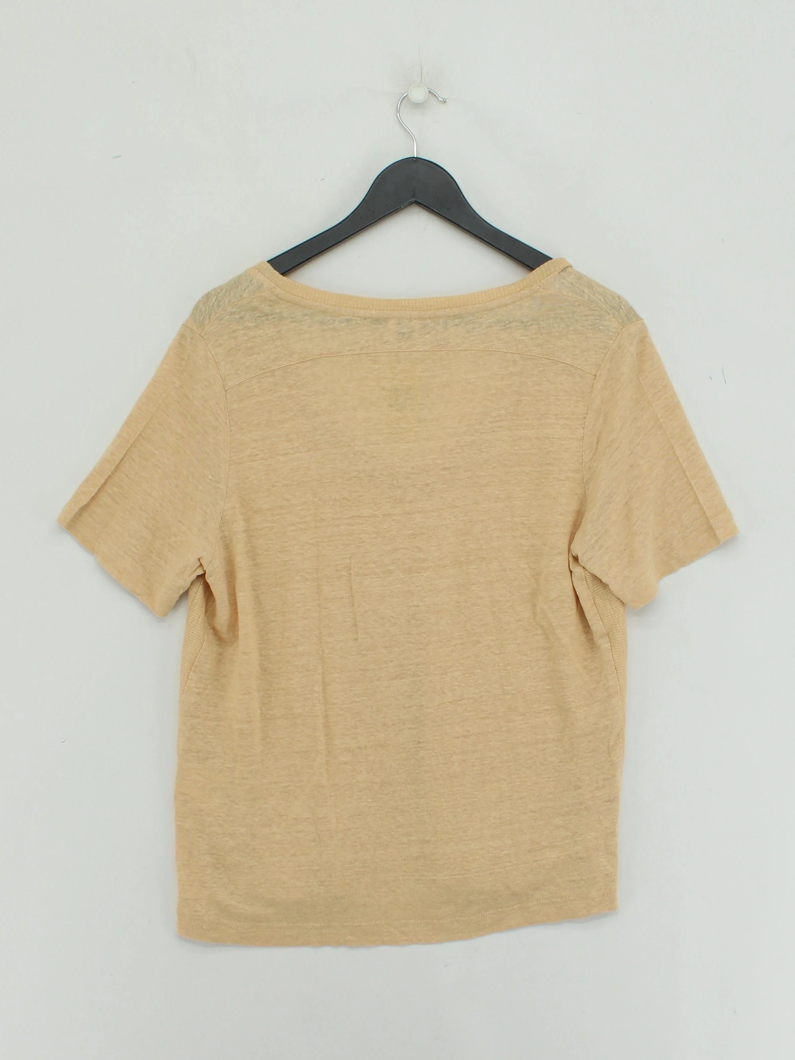 Poetry Women's T-Shirt UK 14 Cream 100% Linen Short Sleeve V-Neck Basic - Image 2