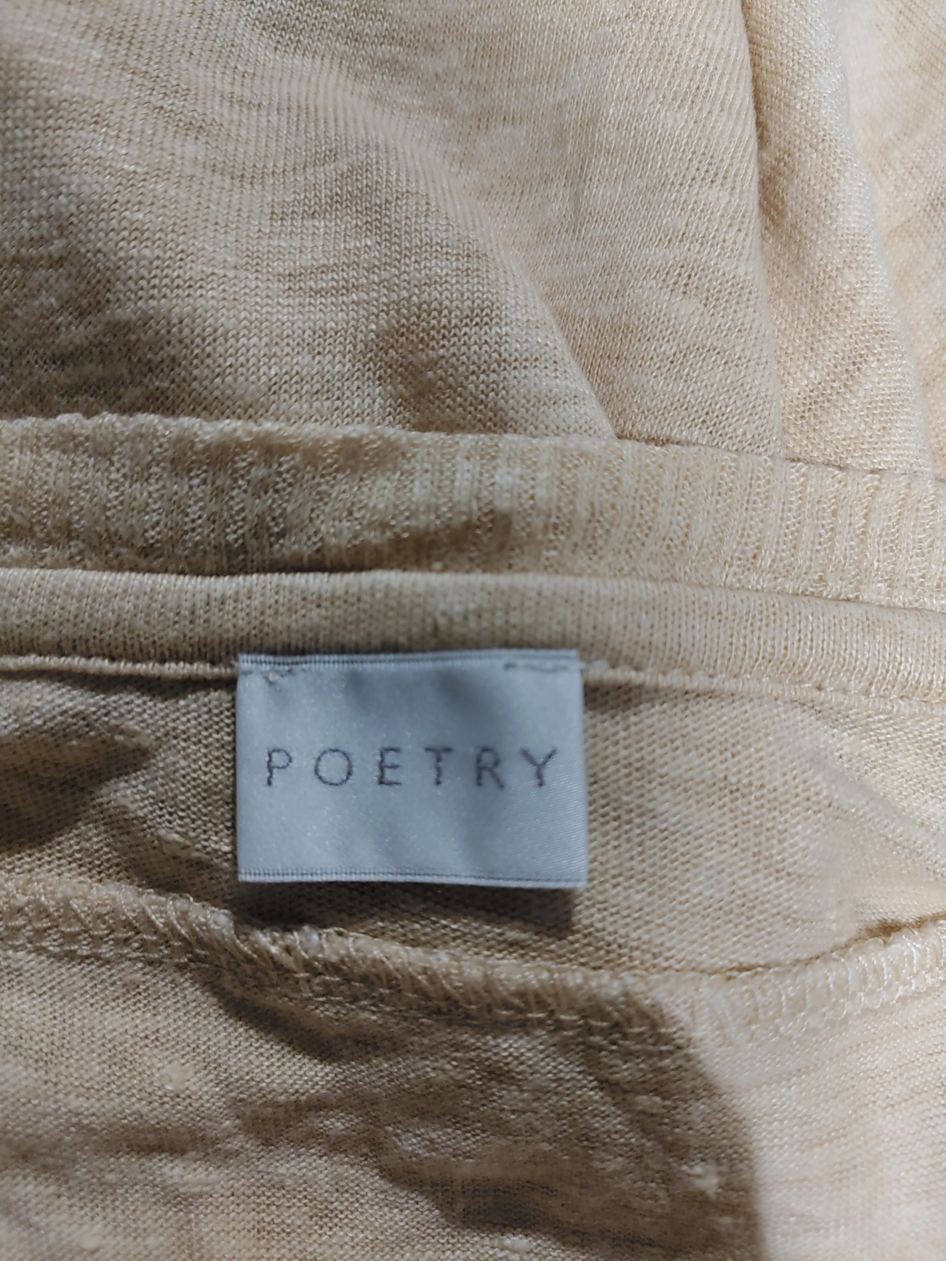 Poetry Women's T-Shirt UK 14 Cream 100% Linen Short Sleeve V-Neck Basic - Image 5