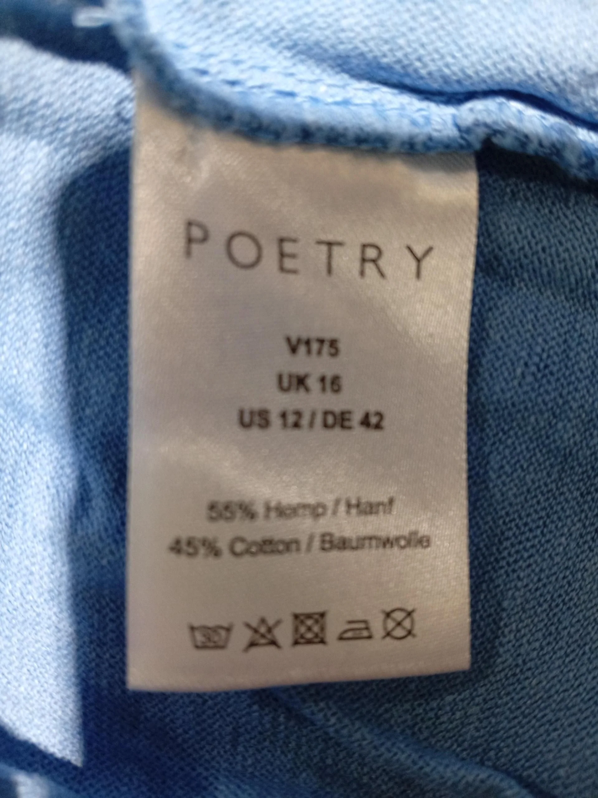 Poetry Women's T-Shirt UK 16 Blue Cotton with Other Short Sleeve V-Neck Basic - Image 6