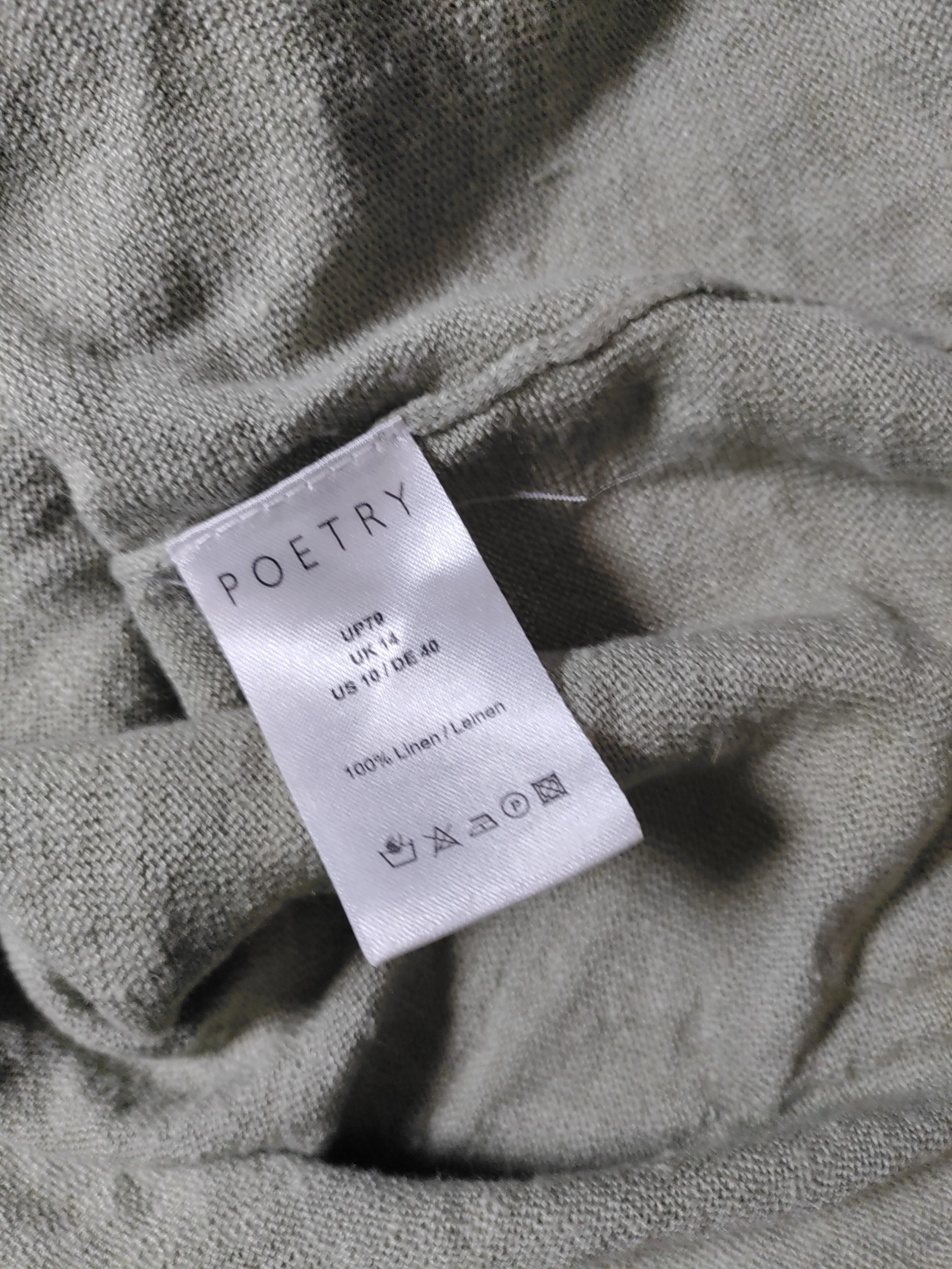 Poetry Women's Top L Green 100% Linen 3/4 Sleeve V-Neck Basic - Image 6