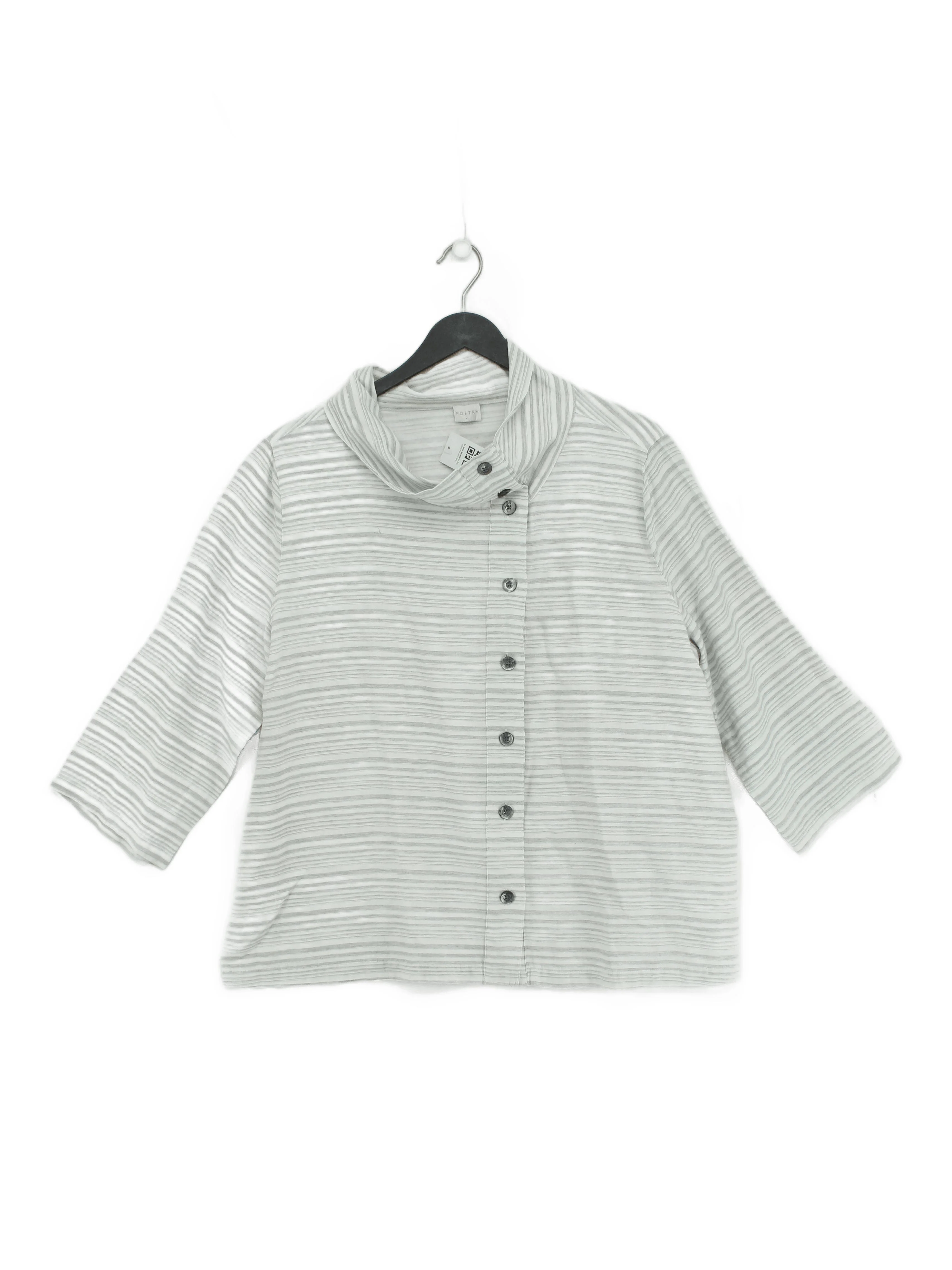 Poetry Women's Top UK 18 White Cotton with Linen Basic