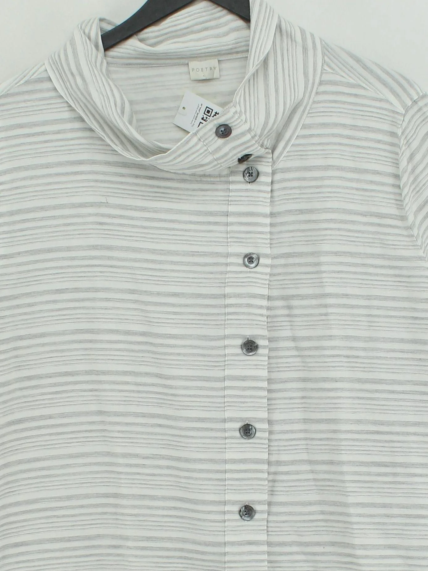Poetry Women's Top UK 18 White Cotton with Linen Basic - Image 3