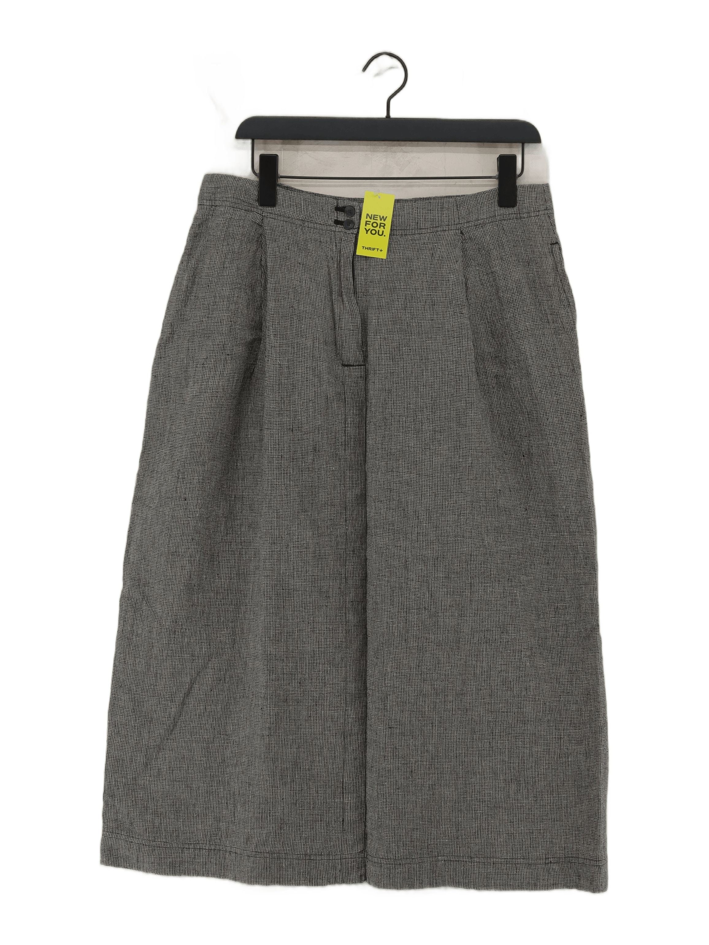Poetry Women's Trousers UK 14 Grey Linen with Cotton Wide-Leg Cropped