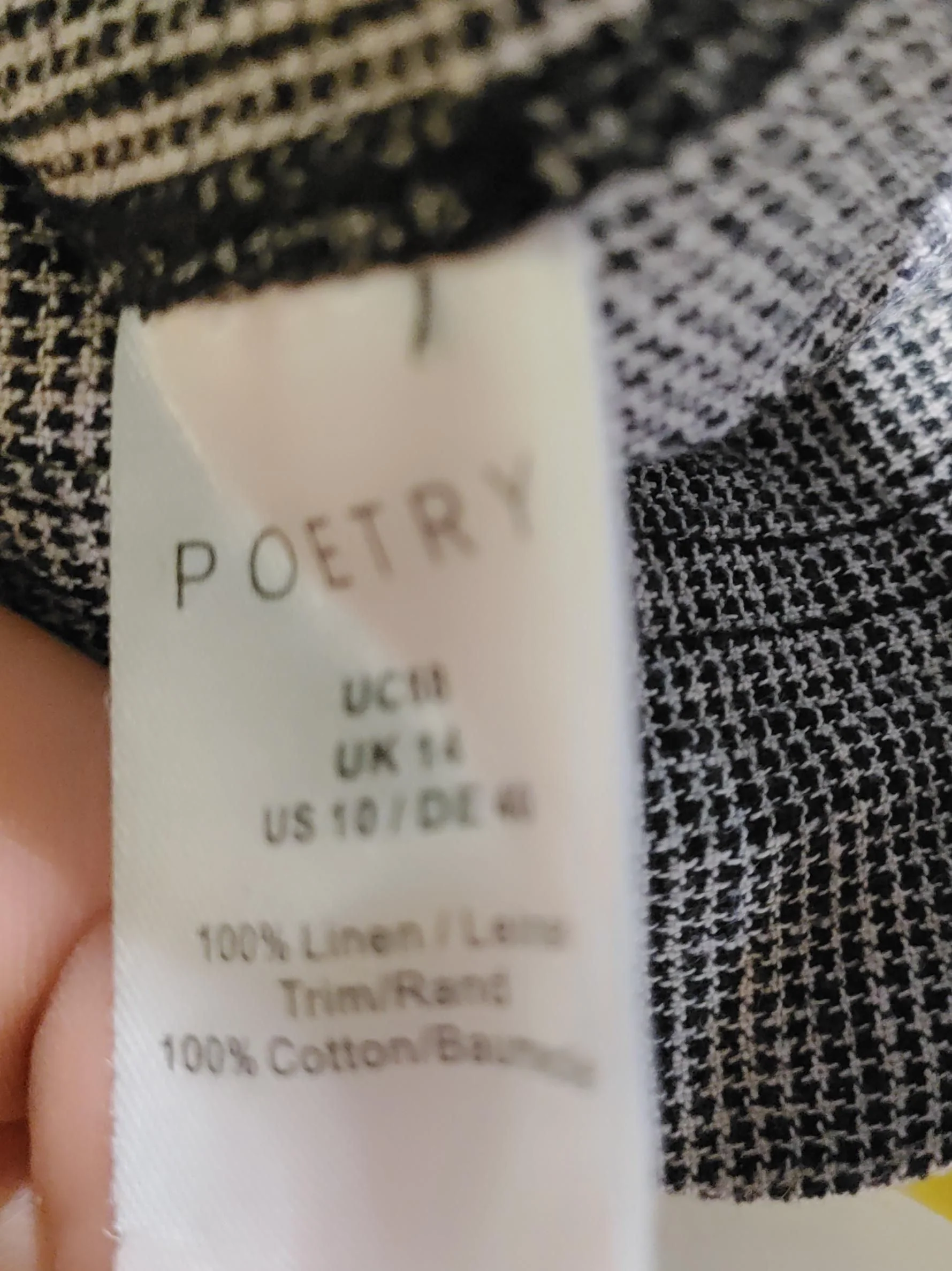 Poetry Women's Trousers UK 14 Grey Linen with Cotton Wide-Leg Cropped - Image 6