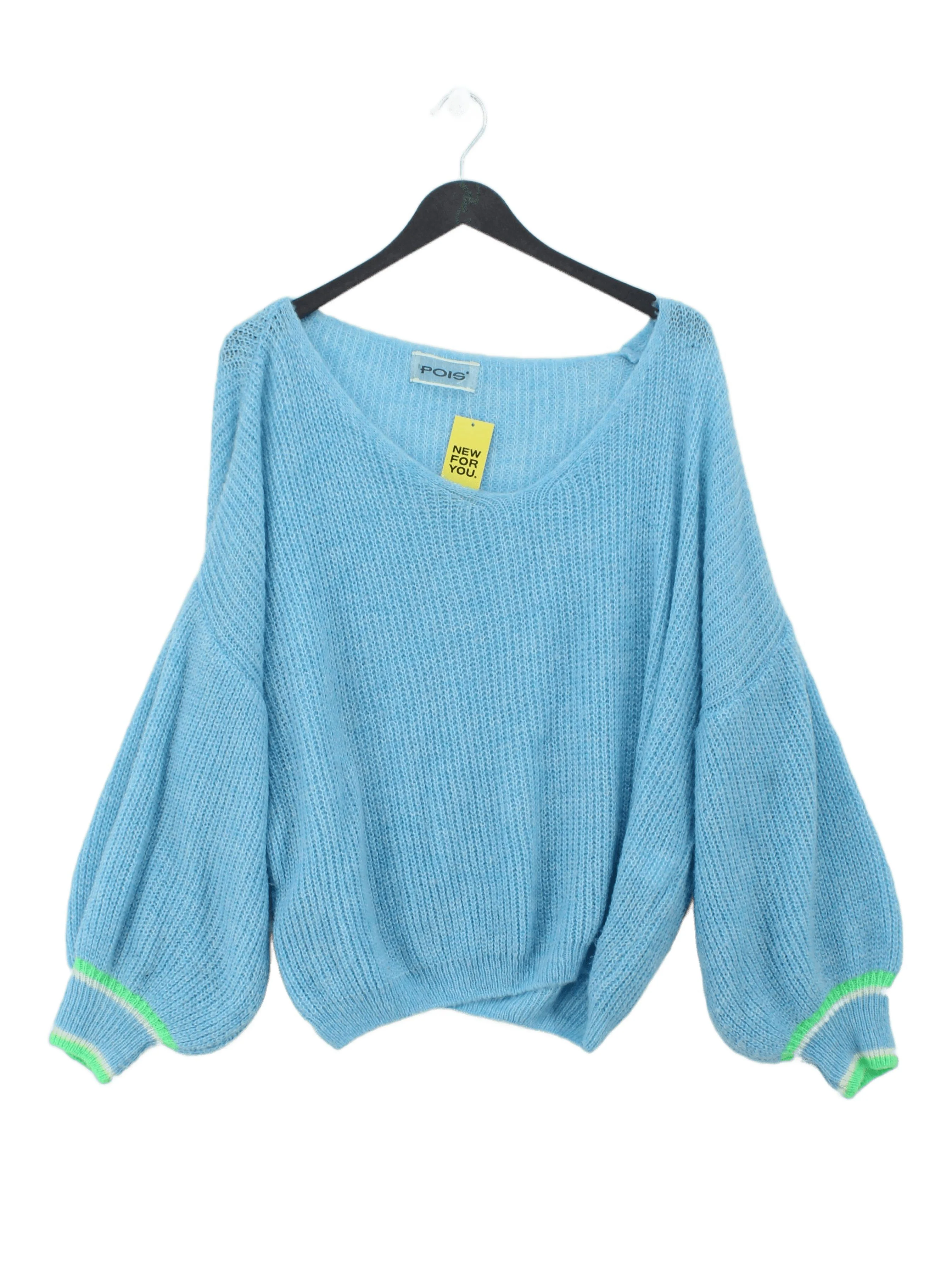 Pois Women's Jumper M Blue Acrylic with Polyamide, Viscose, Wool V-Neck Pullover