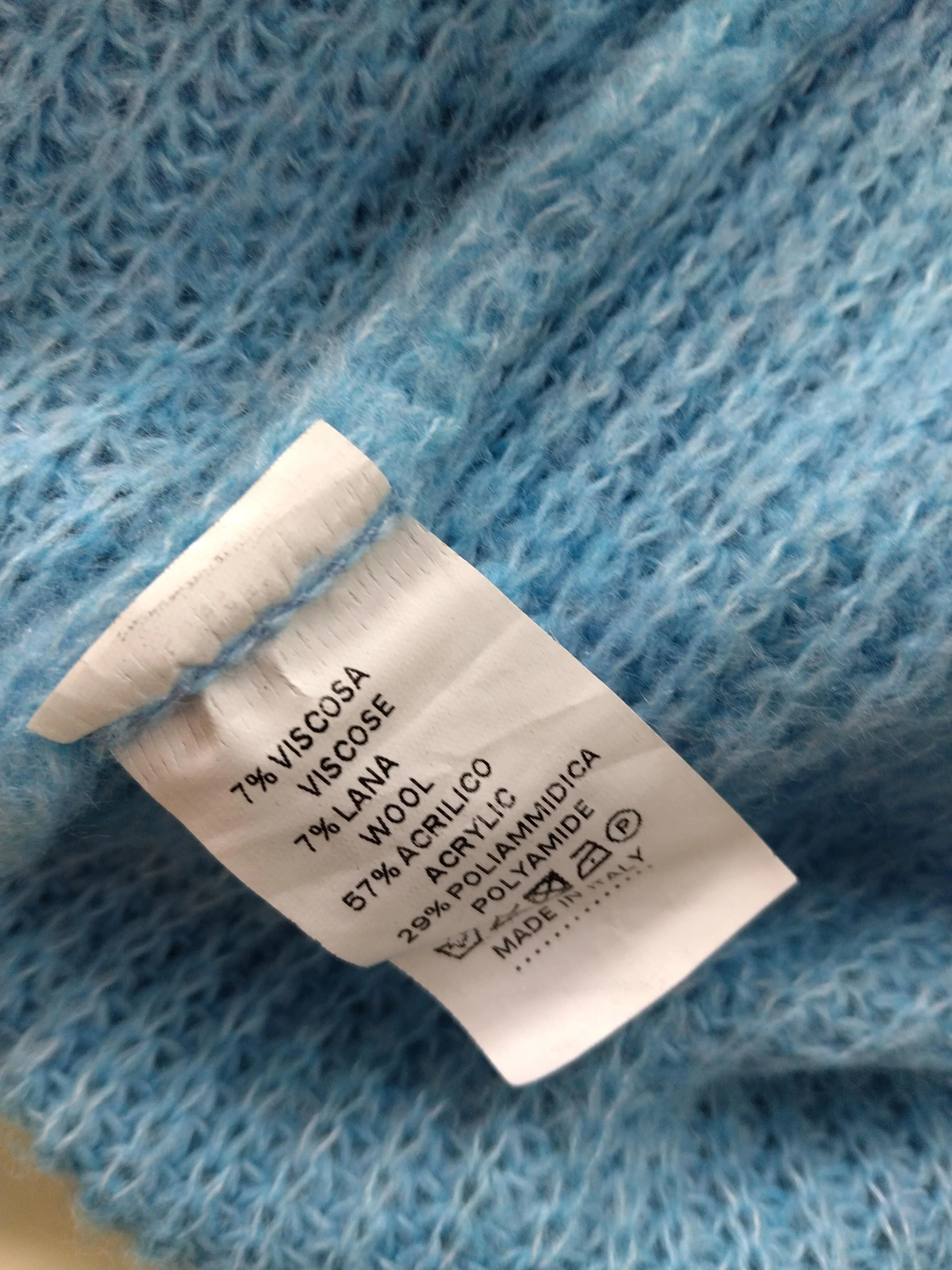Pois Women's Jumper M Blue Acrylic with Polyamide, Viscose, Wool V-Neck Pullover - Image 7