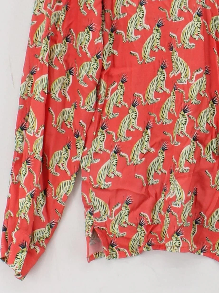 POM Amsterdam Women's Shirt UK 14 Red Rayon with Viscose Basic - Image 4