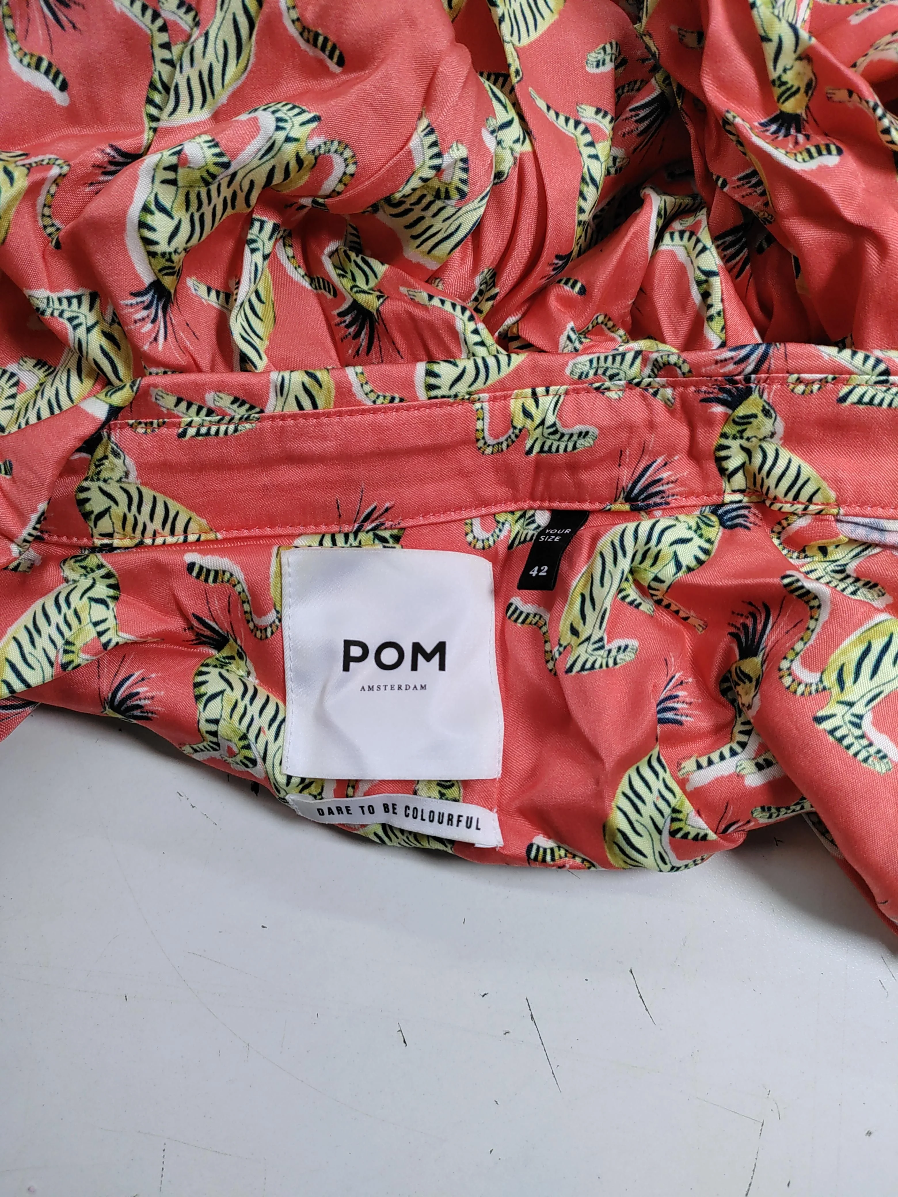 POM Amsterdam Women's Shirt UK 14 Red Rayon with Viscose Basic - Image 5