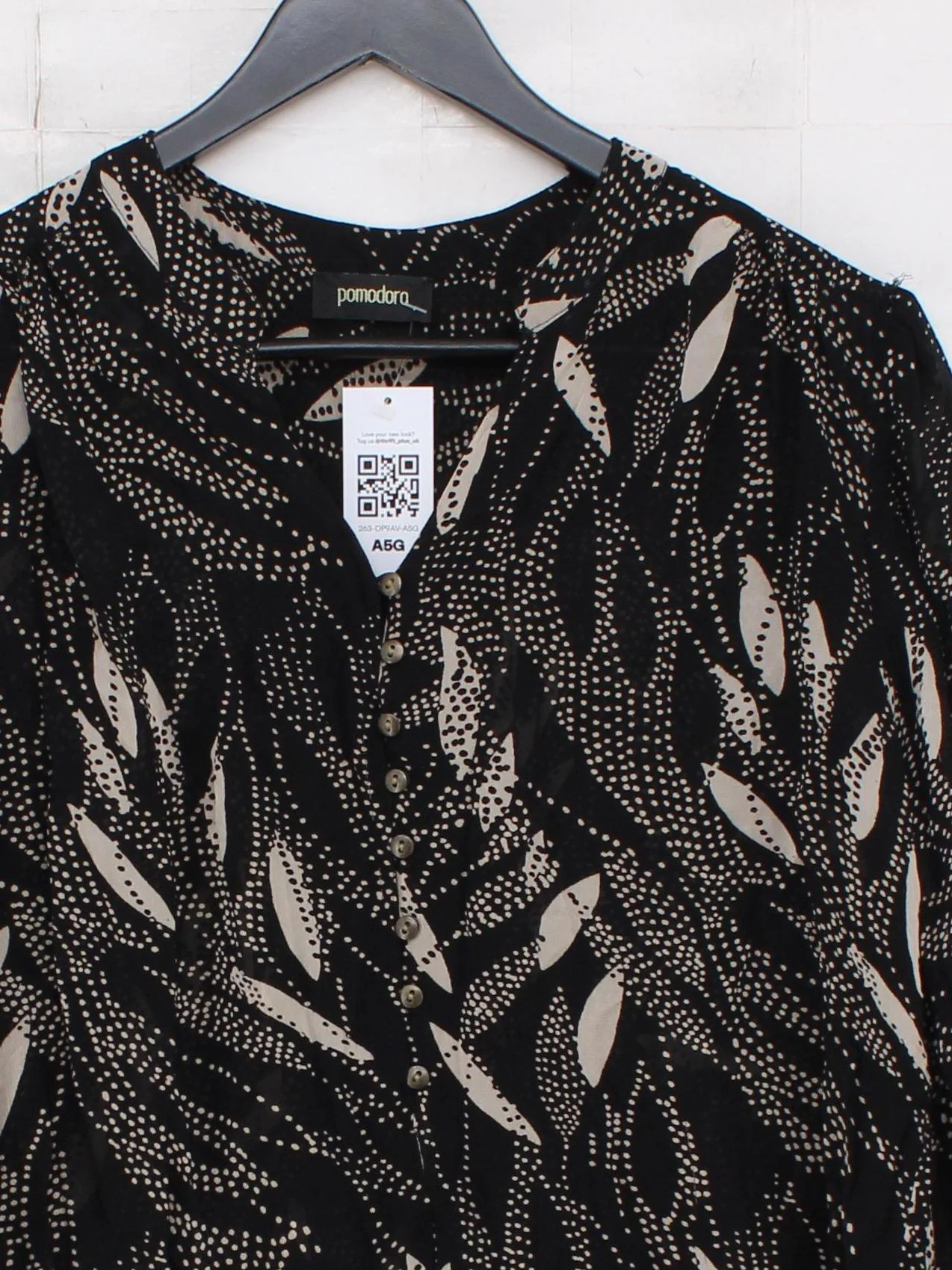 Pomodoro Women's Blouse S Black 100% Other Long Sleeve Collared Basic - Image 3