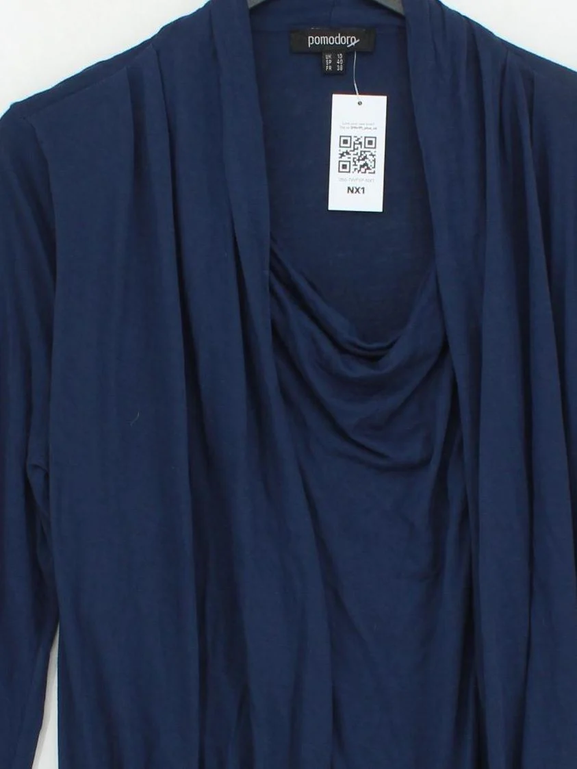 Pomodoro Women's Cardigan S Blue 100% Viscose V-Neck Cardigan - Image 3
