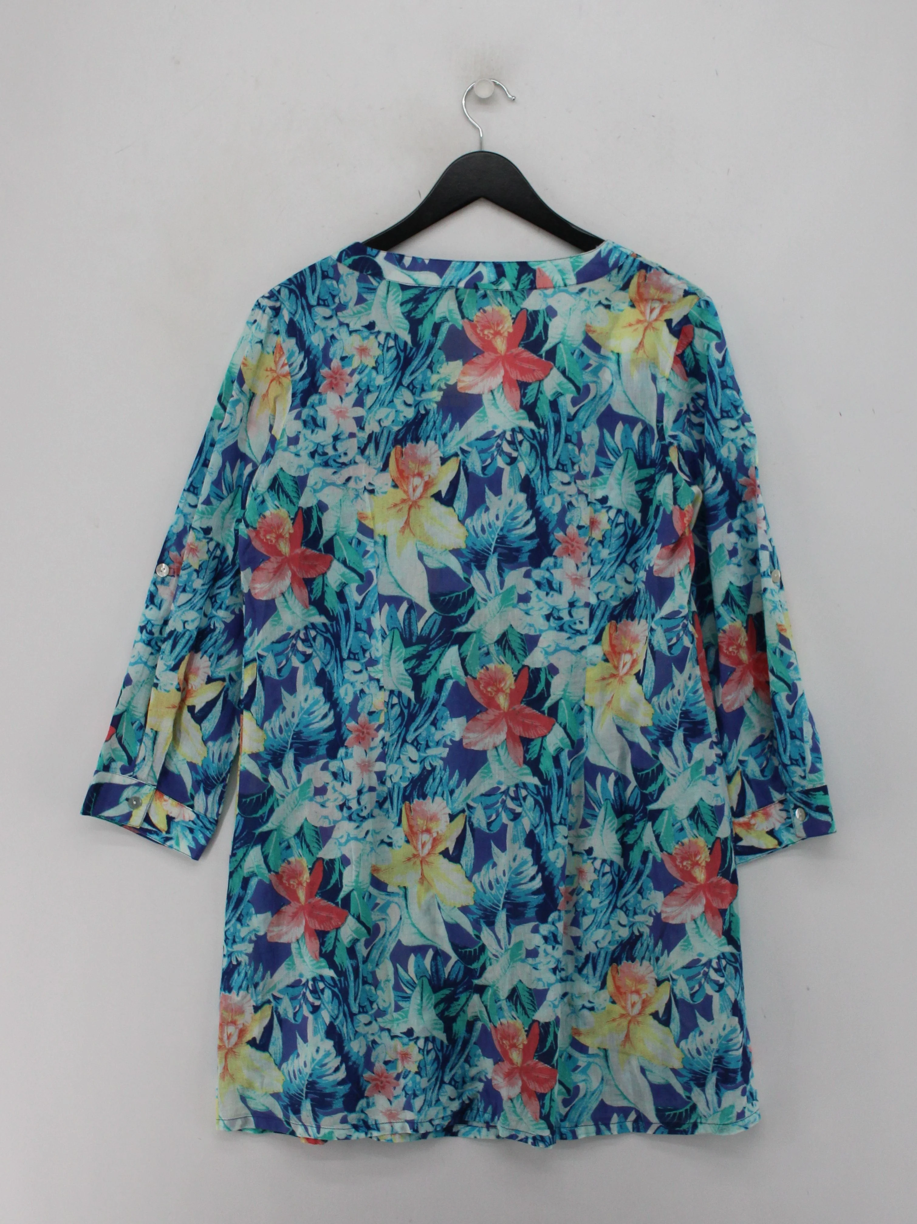 Pomodoro Women's Shirt M Multi Floral 100% Cotton 3/4 Sleeve V-Neck Basic - Image 2
