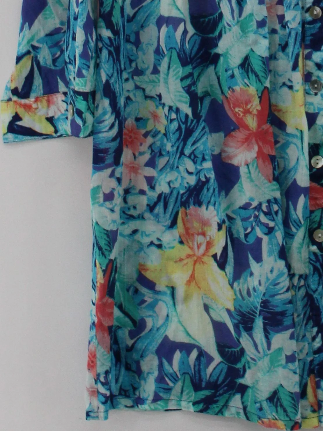 Pomodoro Women's Shirt M Multi Floral 100% Cotton 3/4 Sleeve V-Neck Basic - Image 4