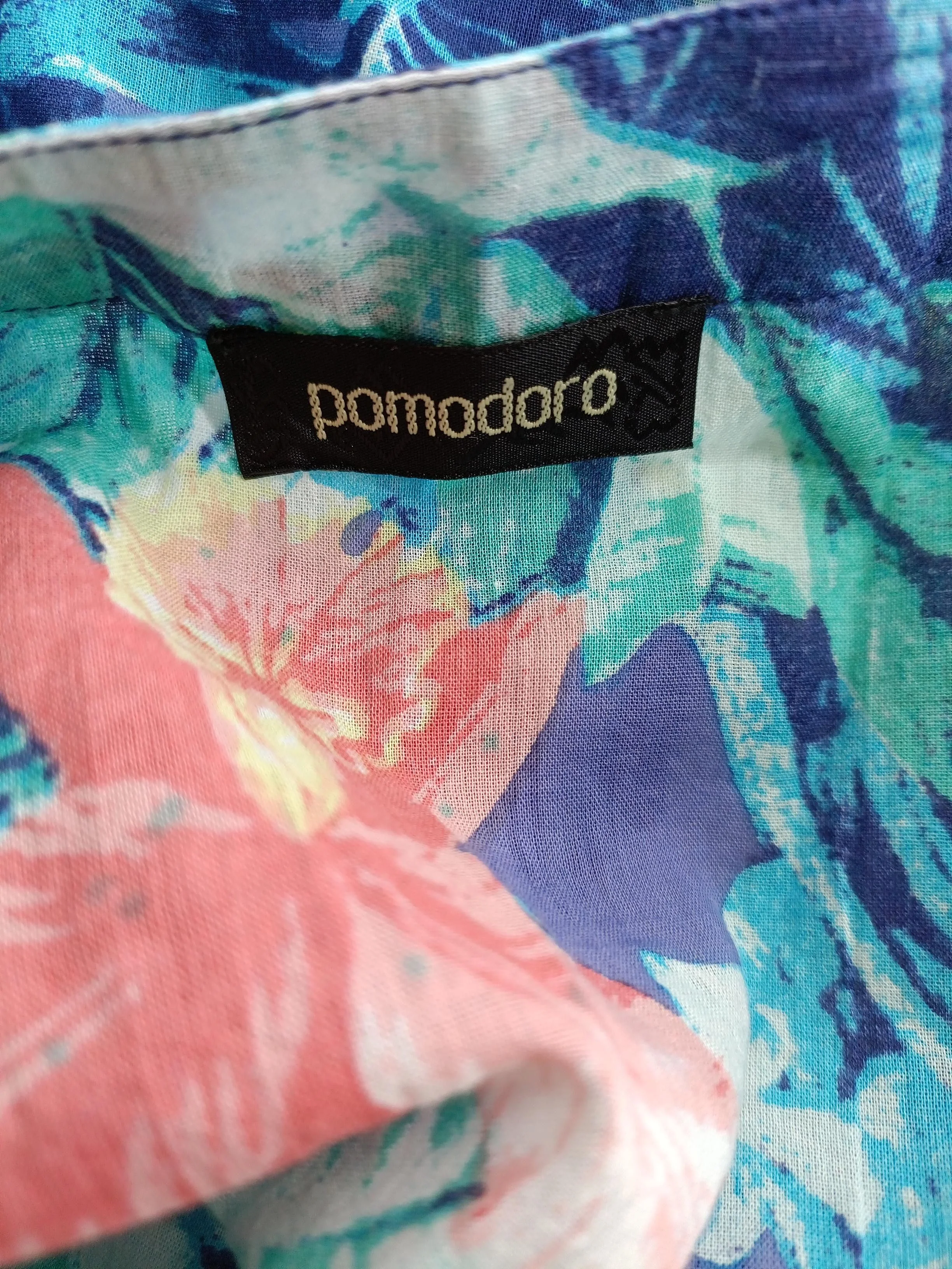 Pomodoro Women's Shirt M Multi Floral 100% Cotton 3/4 Sleeve V-Neck Basic - Image 5