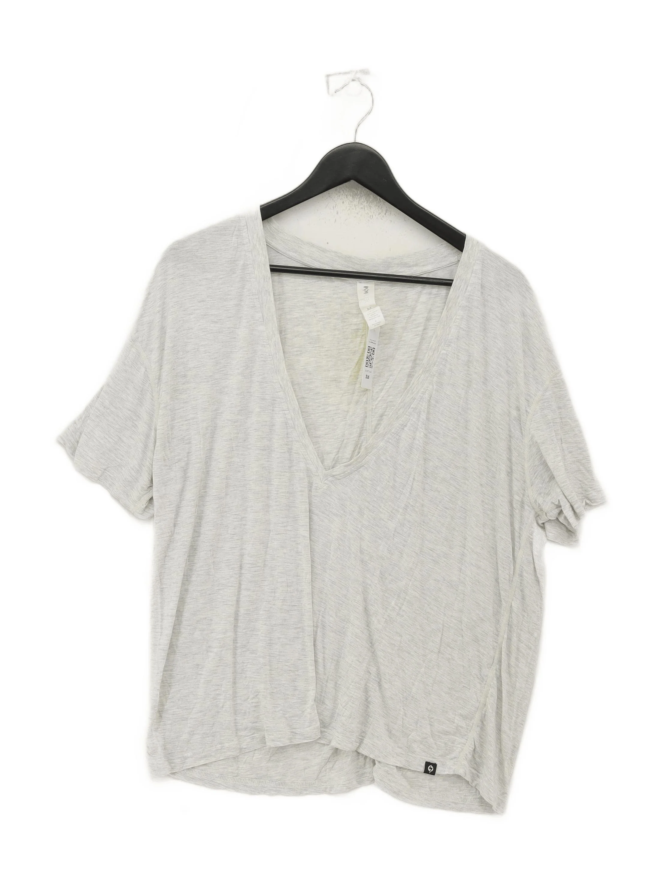 POPFLEX Women's T-Shirt M Grey Rayon with Spandex Short Sleeve V-Neck Basic