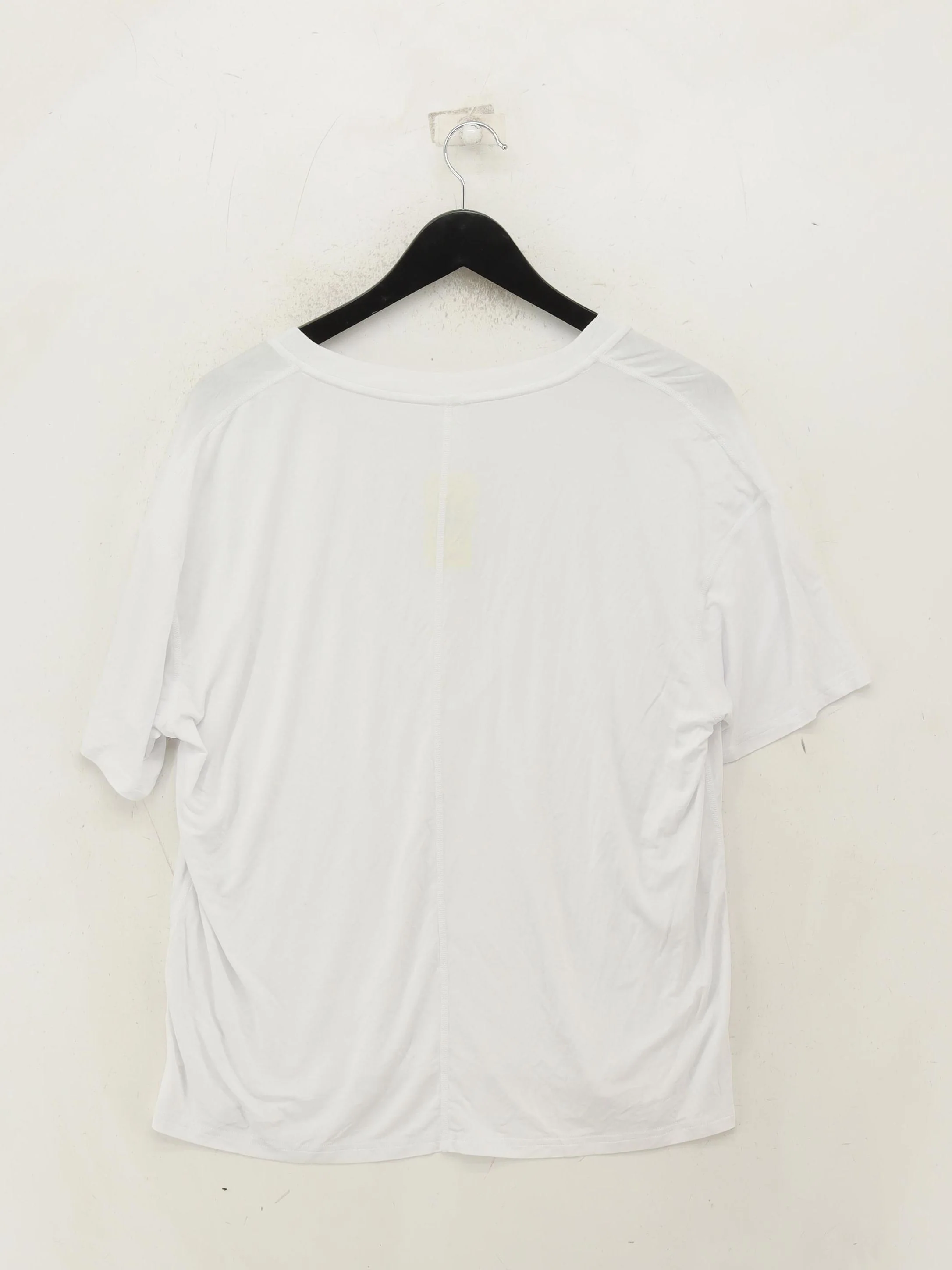POPFLEX Women's T-Shirt M White Rayon with Spandex Short Sleeve V-Neck Basic - Image 2