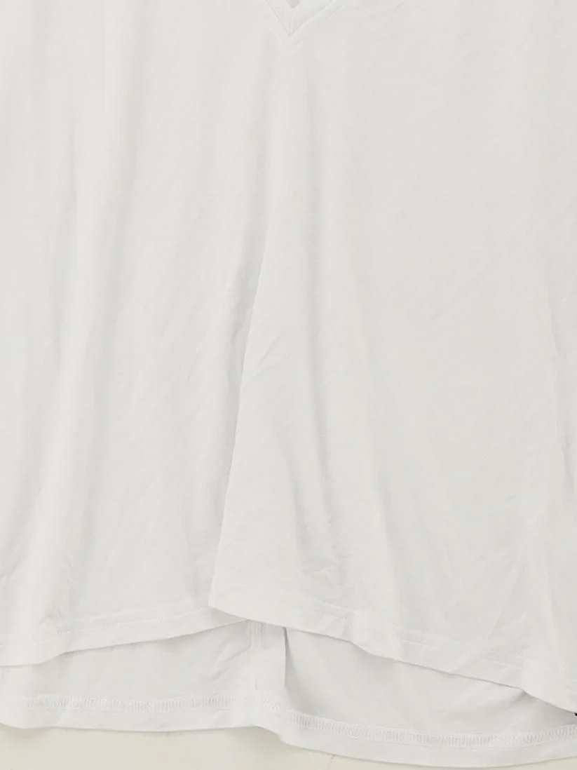 POPFLEX Women's T-Shirt M White Rayon with Spandex Short Sleeve V-Neck Basic - Image 4