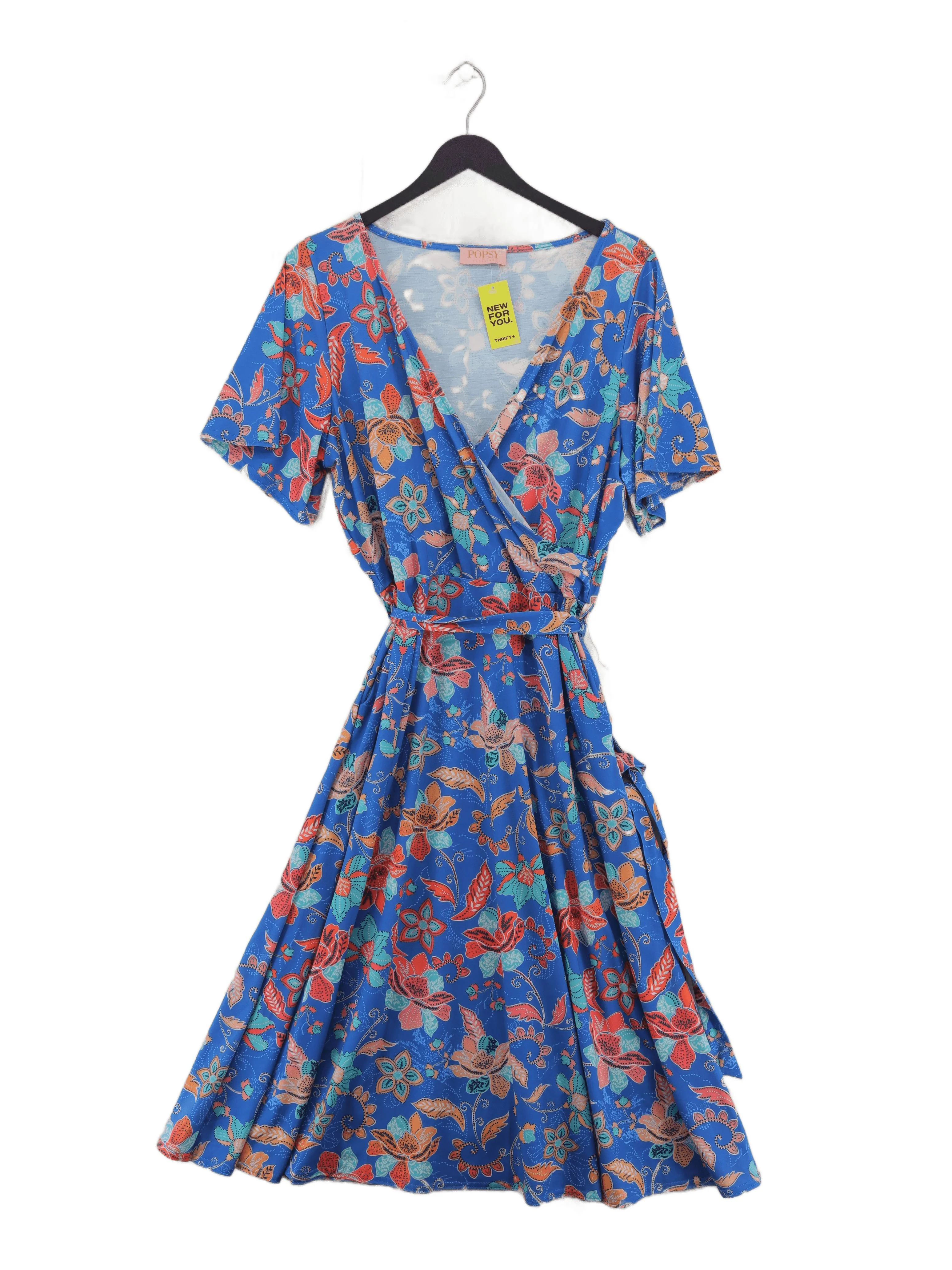 Popsy Wrap Midi Dress UK16 in Blue