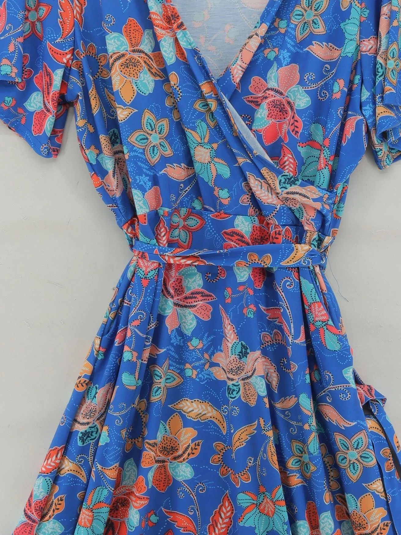 Popsy Wrap Midi Dress UK16 in Blue - Image 3