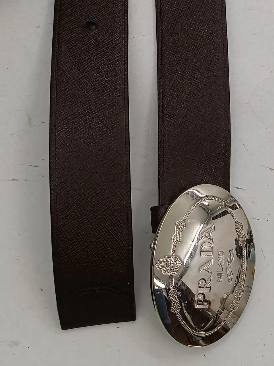 Prada Men's Belt W 34 in Brown 100% Leather Dress Belt - Image 3
