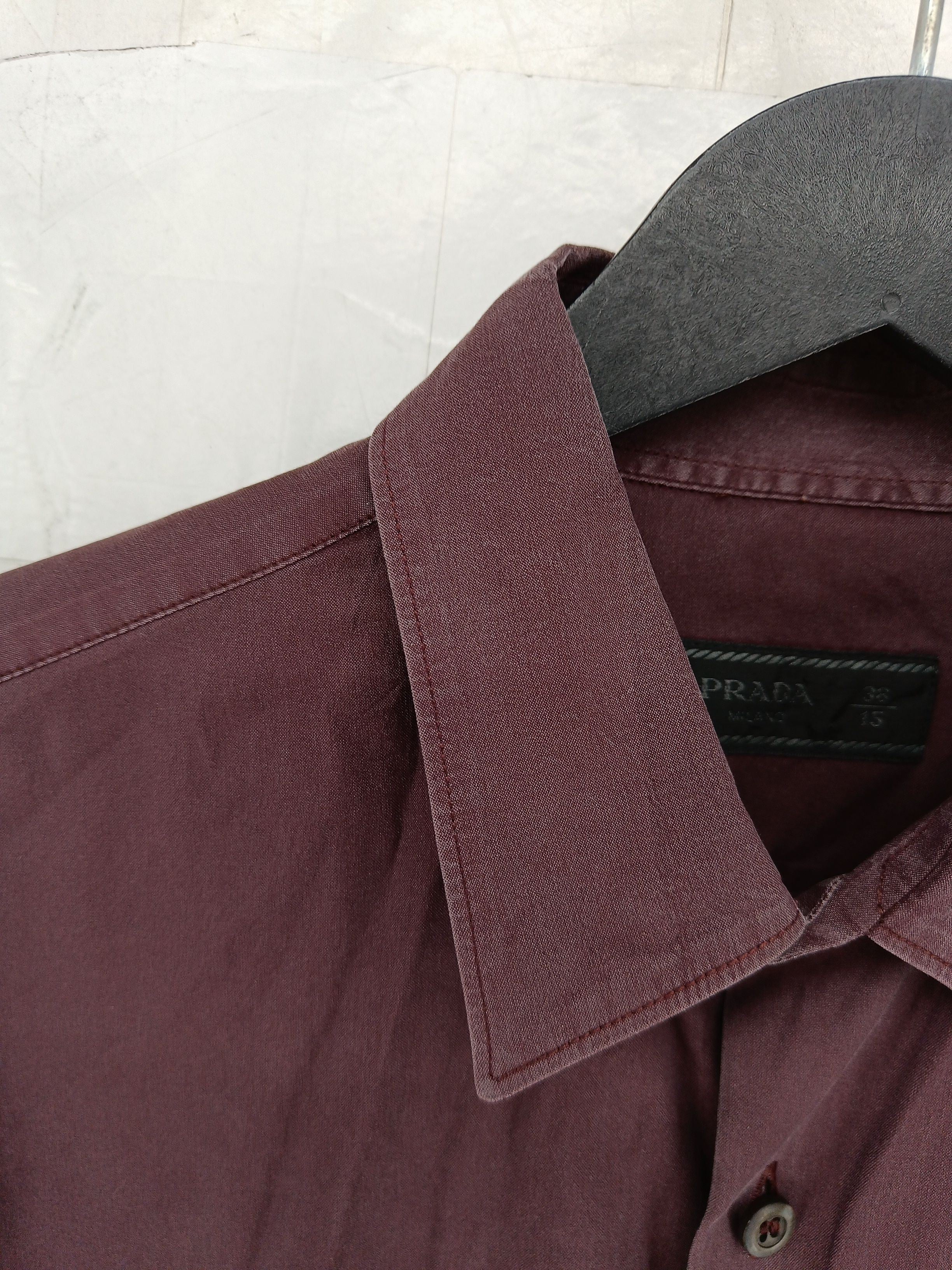 Prada Men's Shirt Chest: 38 in Red Cotton with Polyamide, Elastane Basic - Image 5