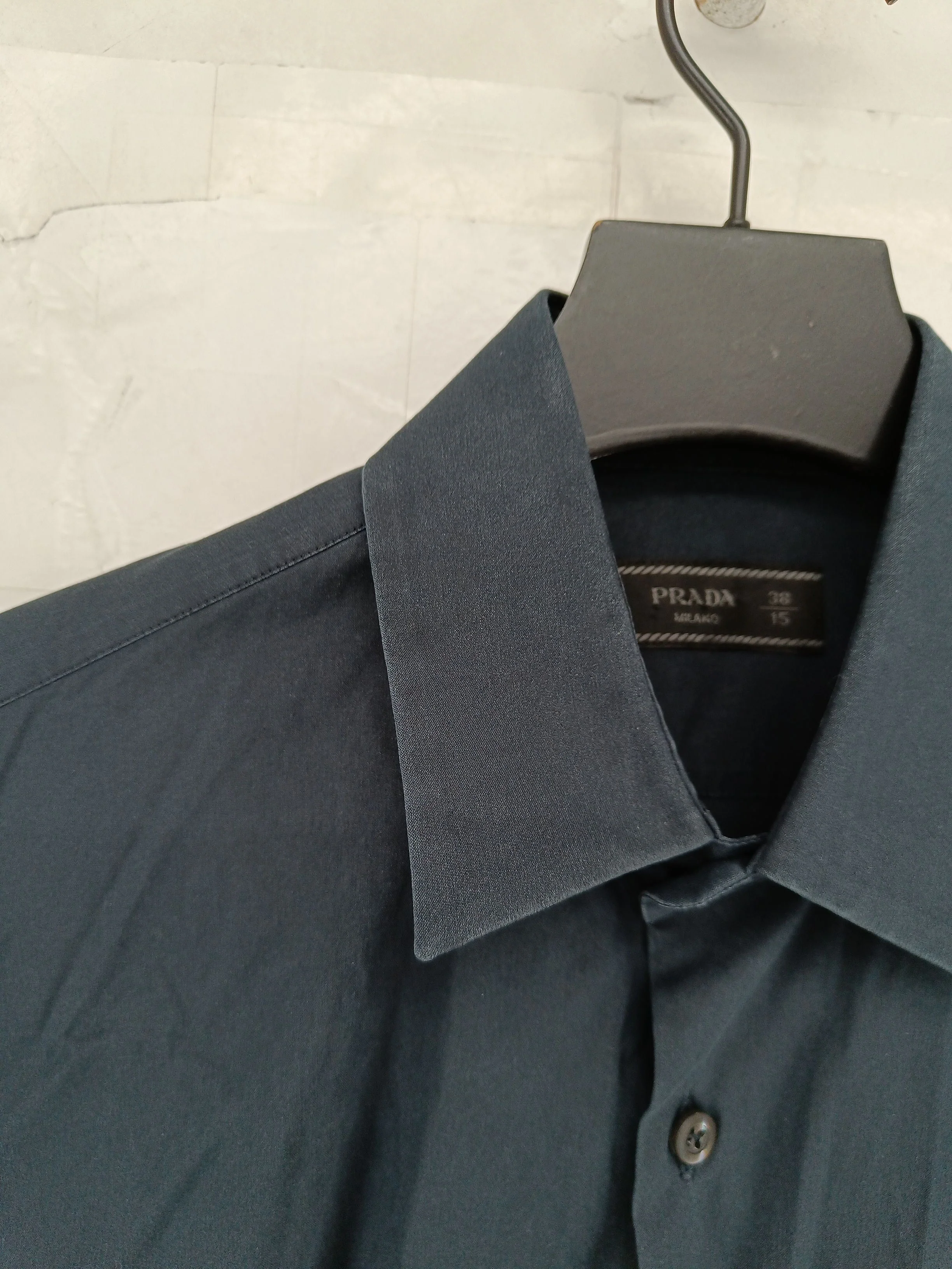 Prada Men's Shirt Collar: 15 in Blue 100% Other Basic - Image 5