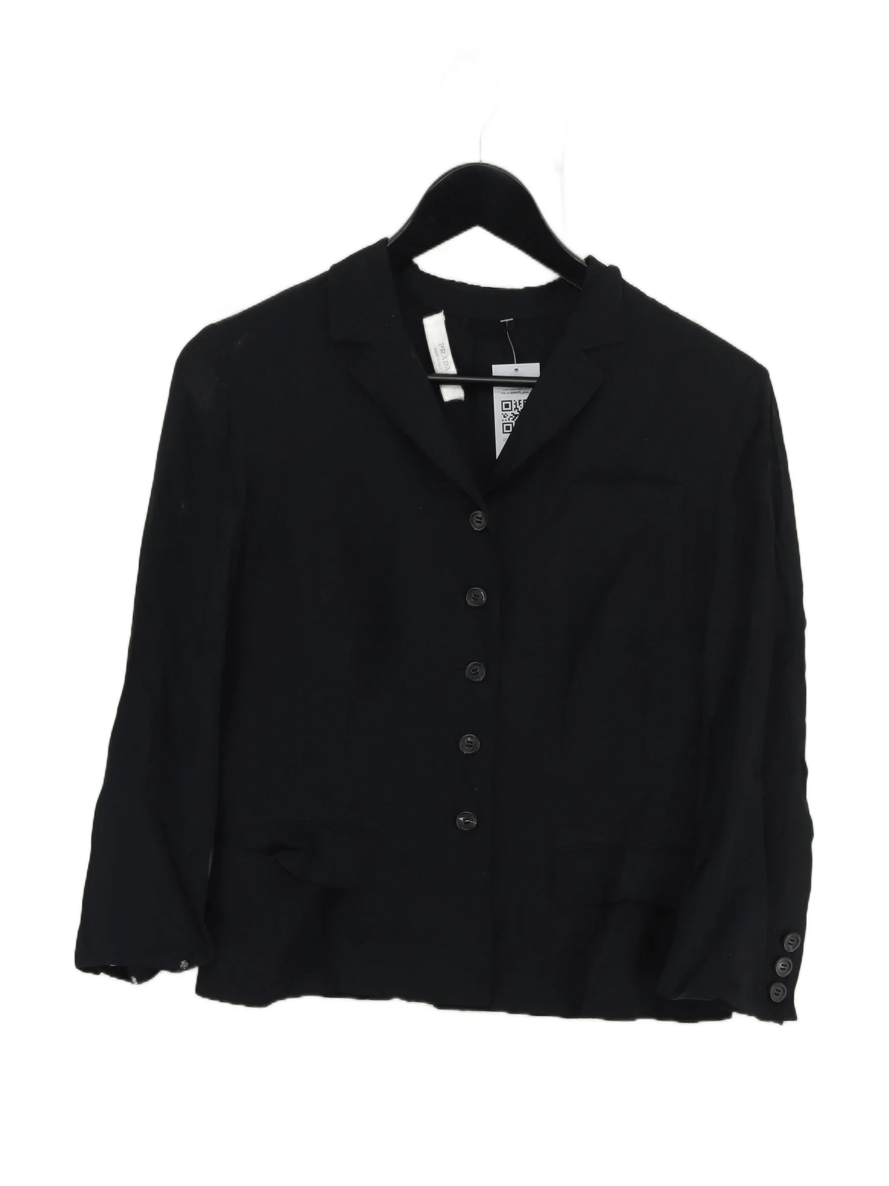 Prada Women's Blazer UK 16 Black Viscose with Silk Overcoat
