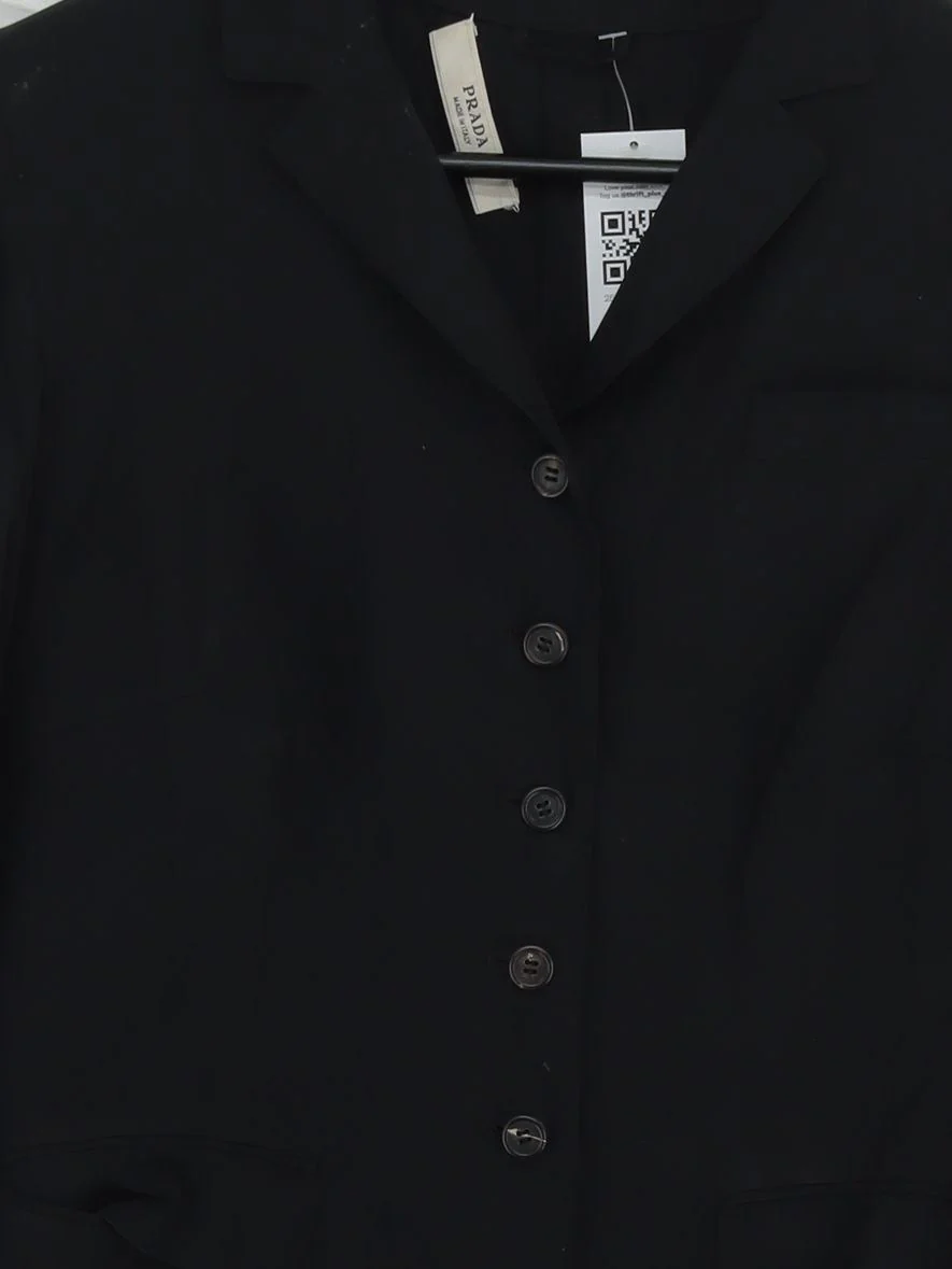 Prada Women's Blazer UK 16 Black Viscose with Silk Overcoat - Image 3