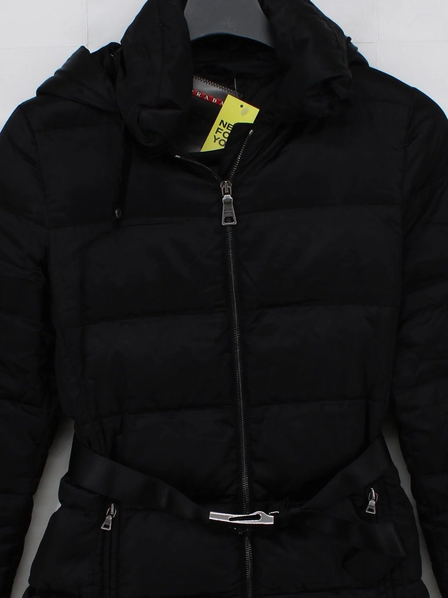 Prada Women's Coat L Black Polyamide with Animal Fur Puffer Jacket - Image 3