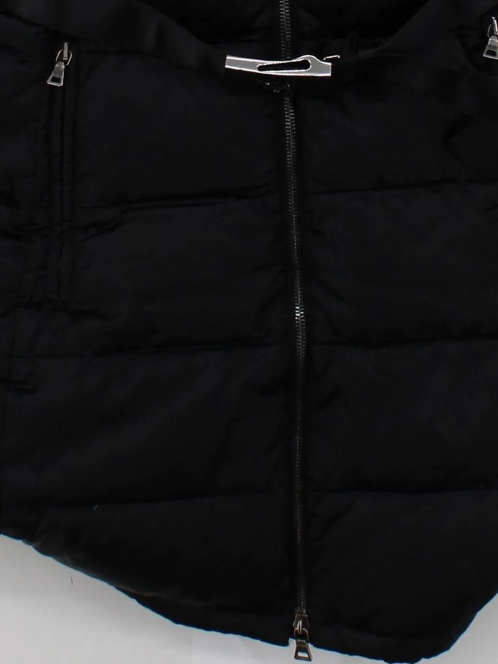 Prada Women's Coat L Black Polyamide with Animal Fur Puffer Jacket - Image 4