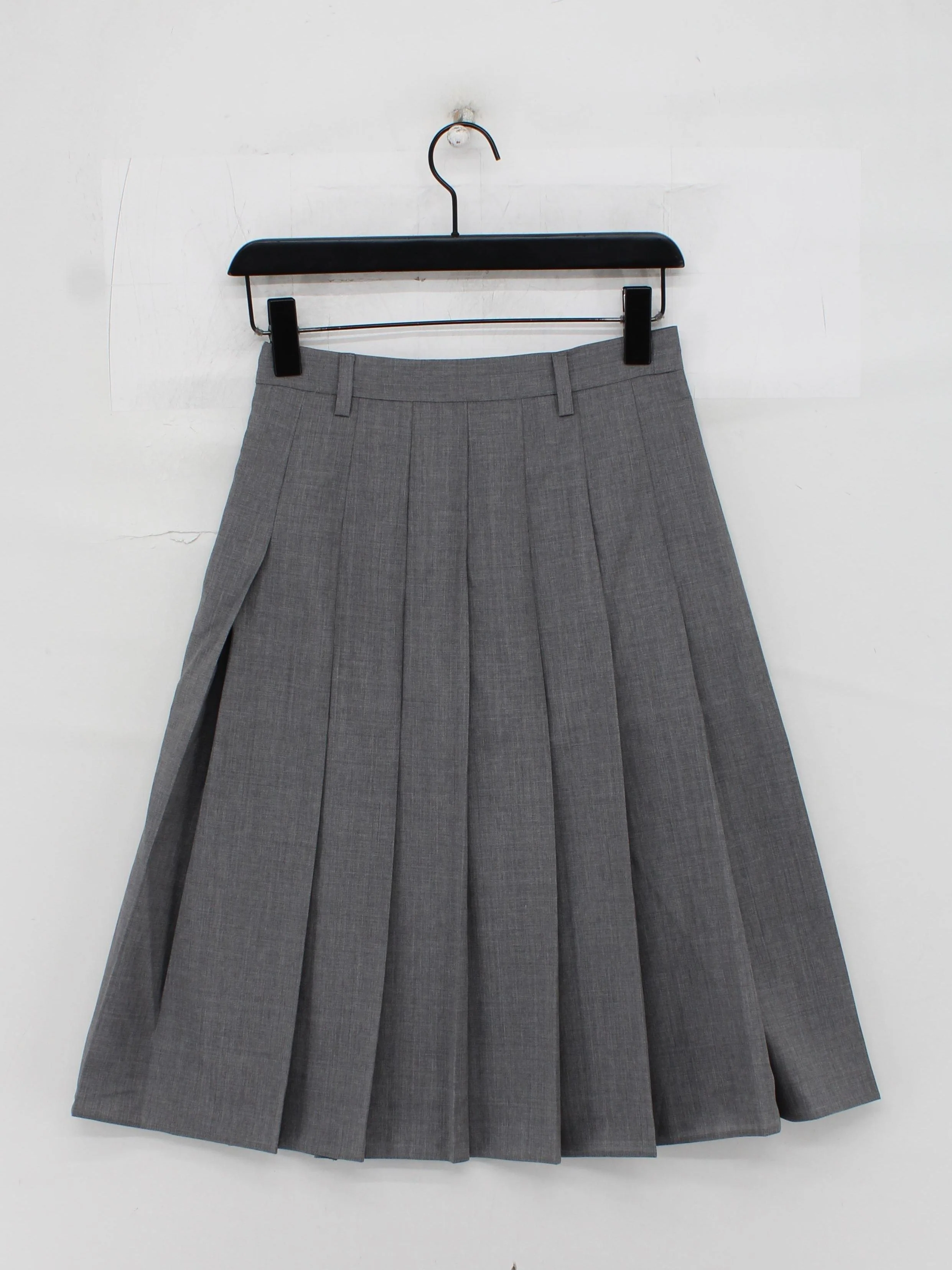 Prada Women's Midi Skirt UK 8 Grey Wool with Acetate, Rayon Midi Pleated - Image 2