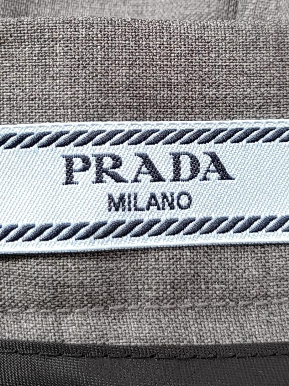 Prada Women's Midi Skirt UK 8 Grey Wool with Acetate, Rayon Midi Pleated - Image 5