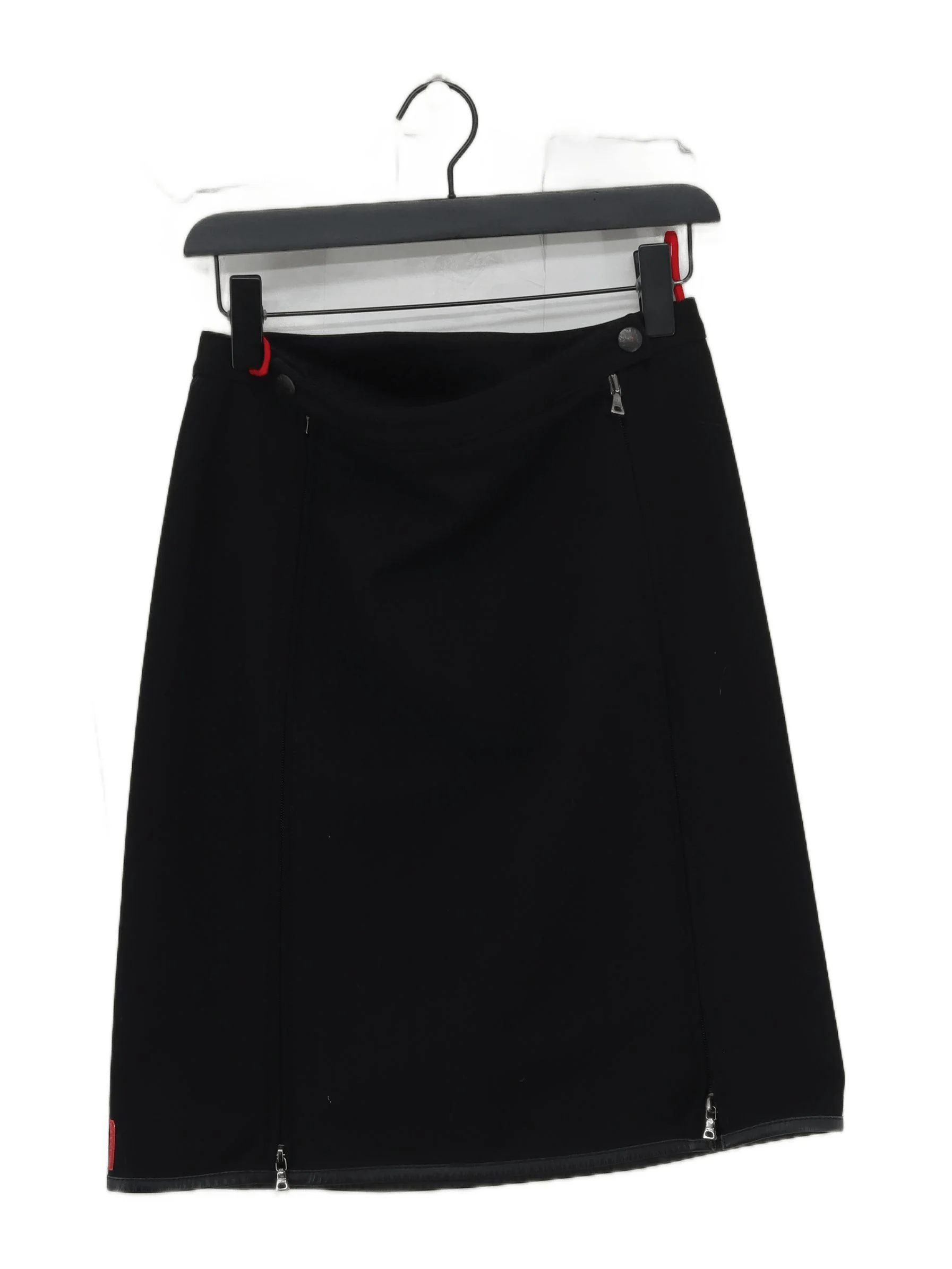 Prada Women's Mini Skirt UK 14 Black Nylon with Polyester, Other, Leather Mini