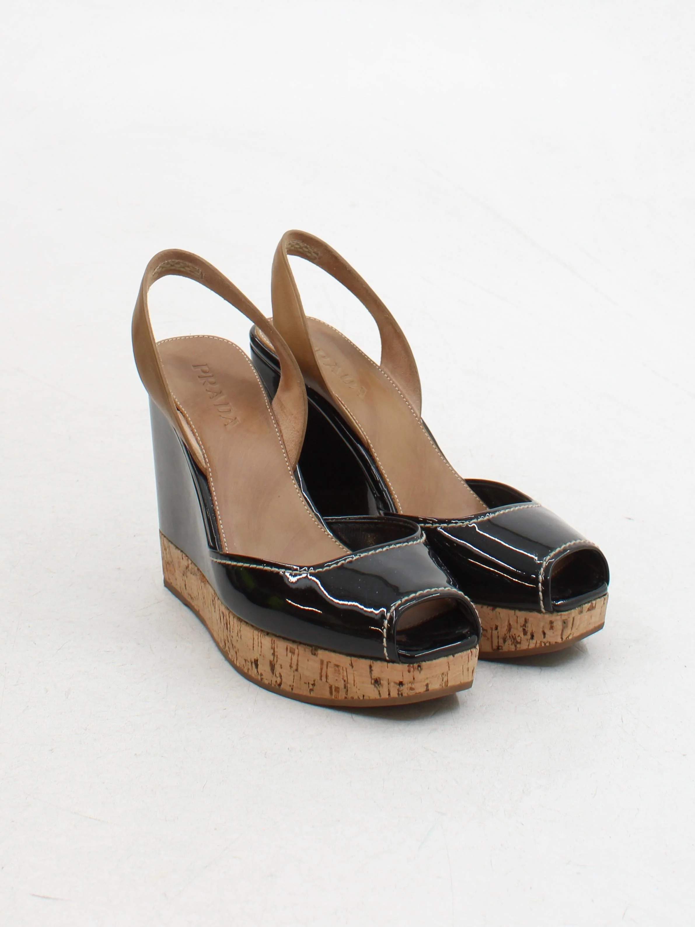 Prada Women's Sandals UK 3 Black Leather with Other Espadrille - Image 4