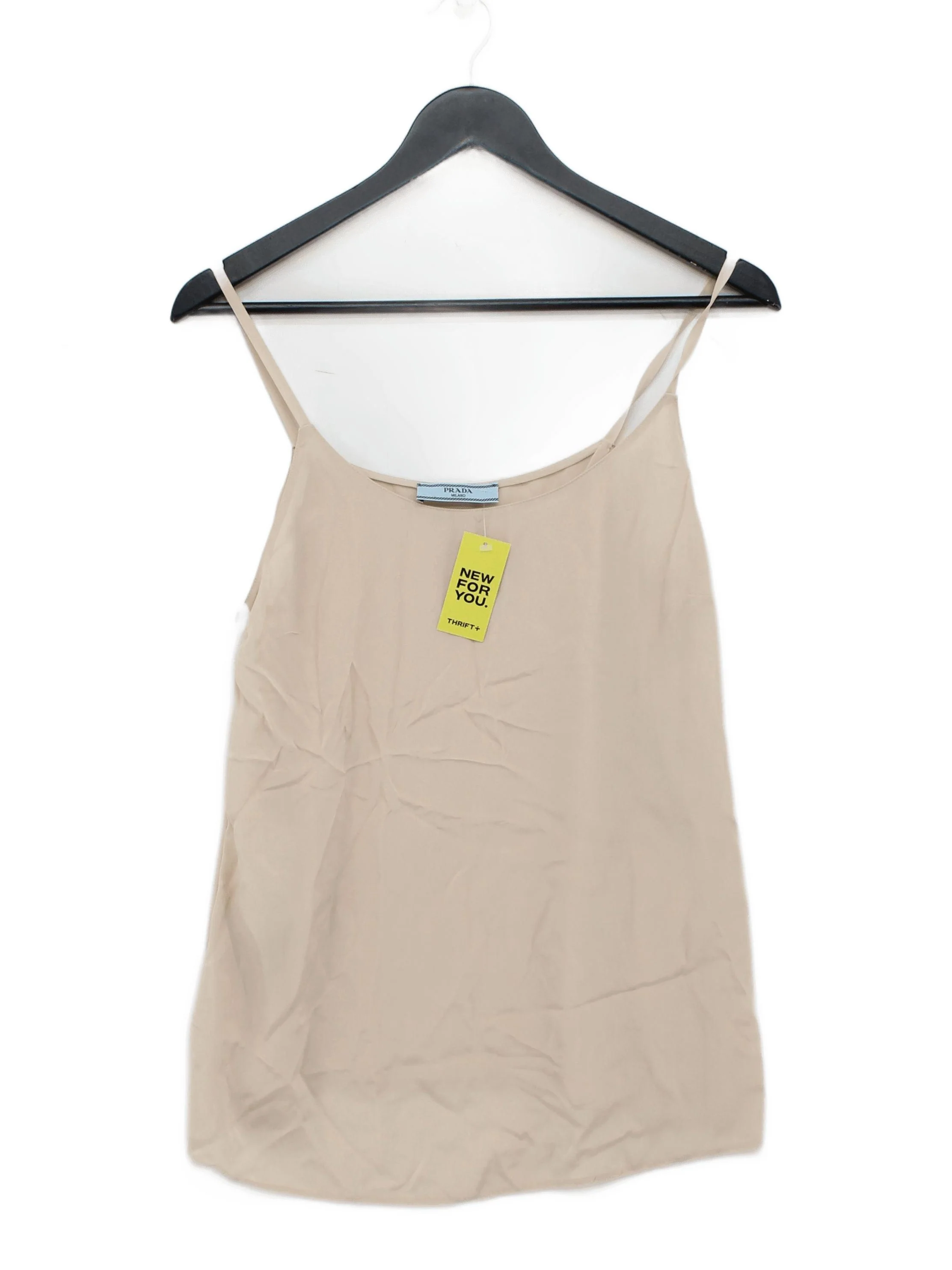 Prada Women's T-Shirt UK 8 Cream 100% Polyester Sleeveless Round Neck Camisole
