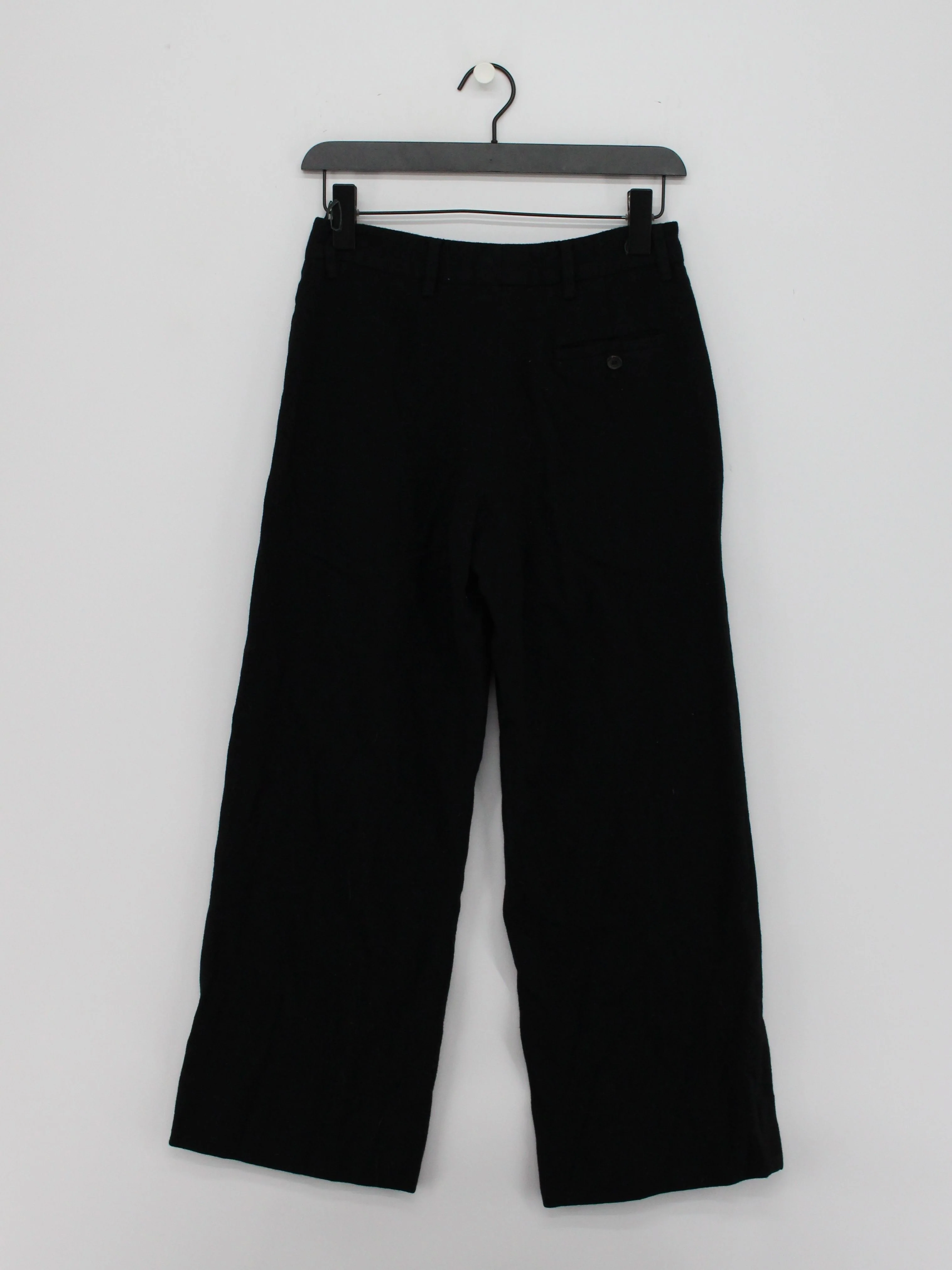 Prada Women's Trousers UK 8 Black 100% Wool Wide-Leg Cropped - Image 2
