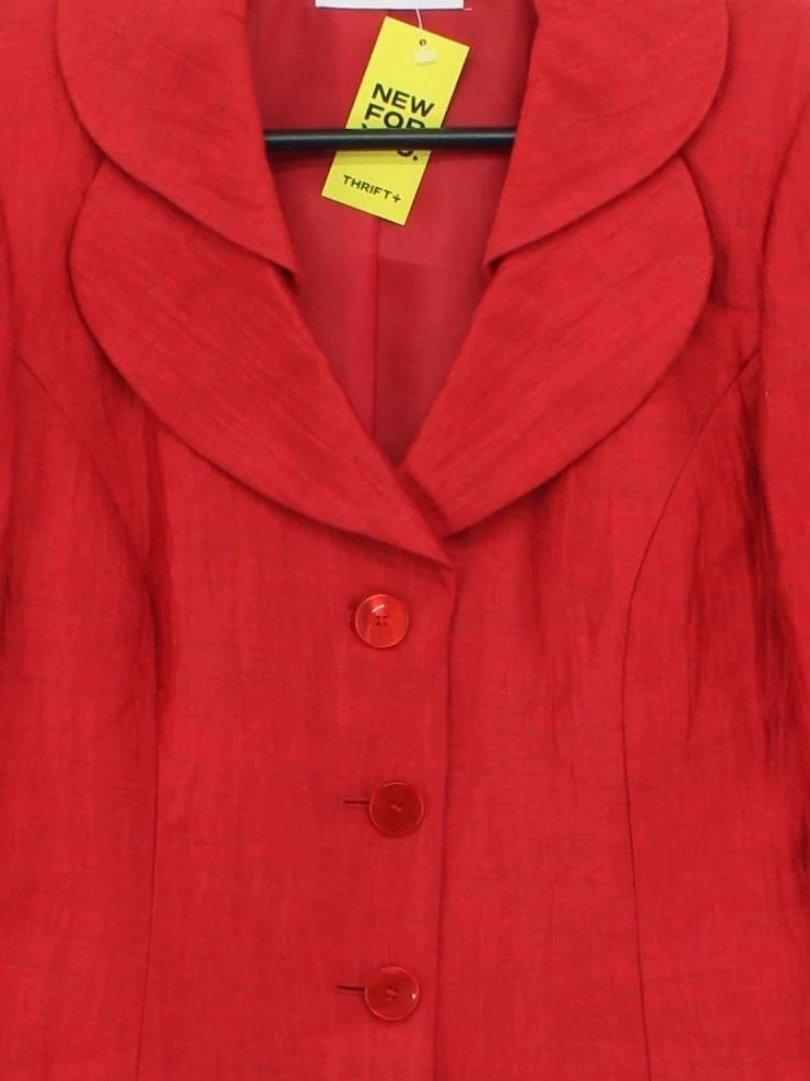 Precis Petite Women's Blazer UK 8 Red Linen with Polyamide, Polyester Overcoat - Image 3