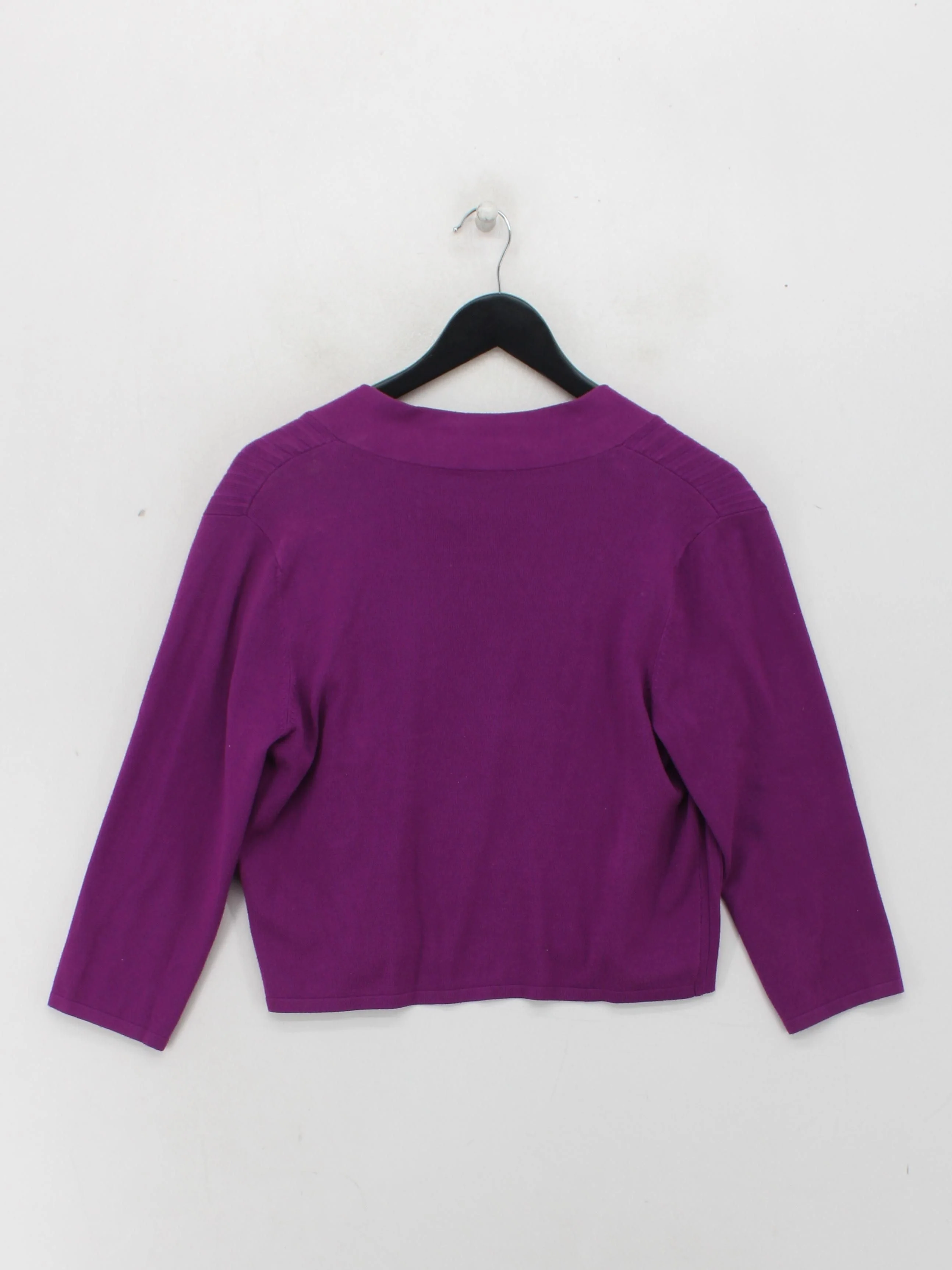 Precis Petite Women's Cardigan M Purple Viscose with Nylon V-Neck Cardigan - Image 2