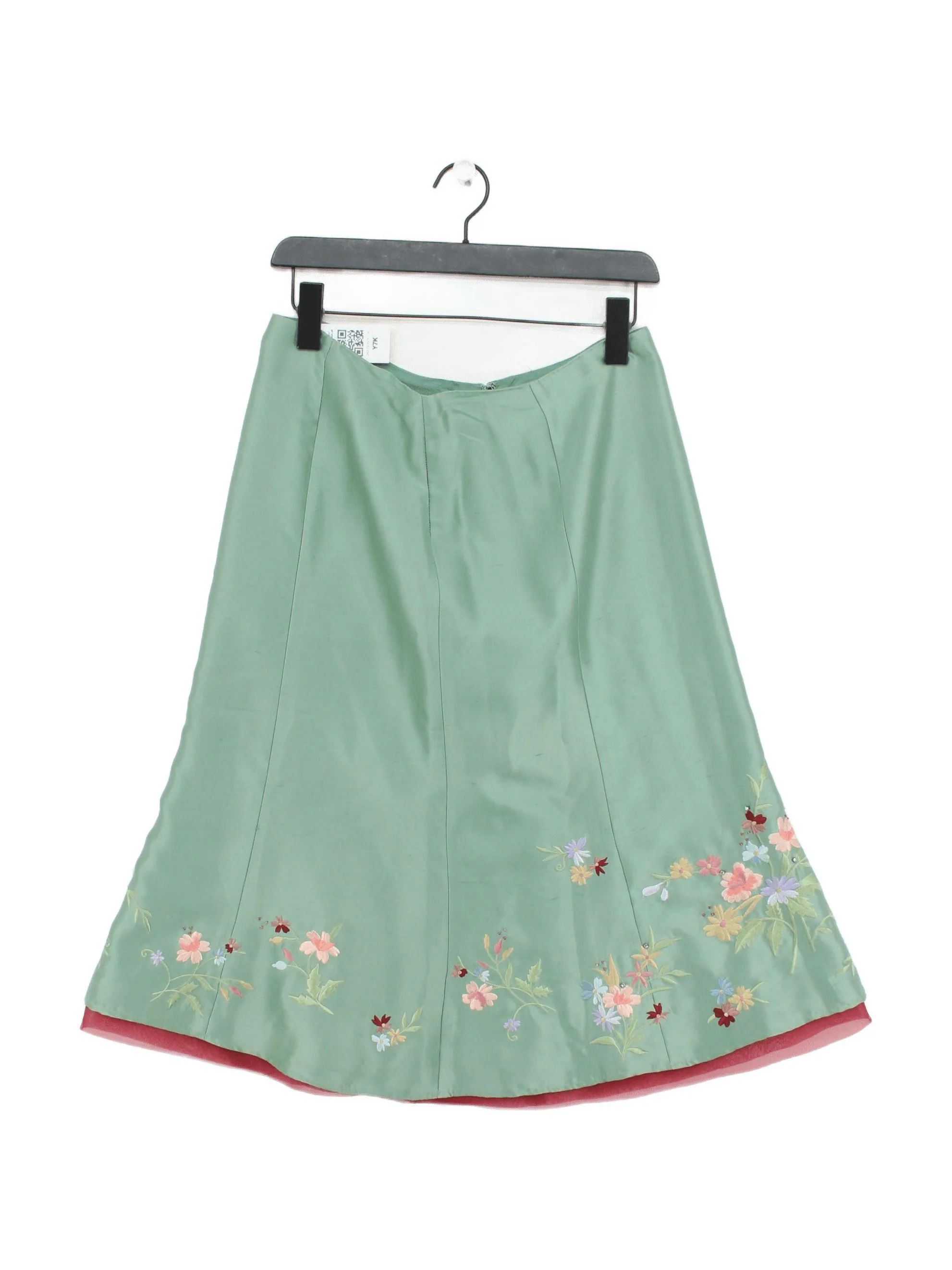 Precis Petite Women's Midi Skirt UK 12 Green Silk with Acetate, Polyester A-Line