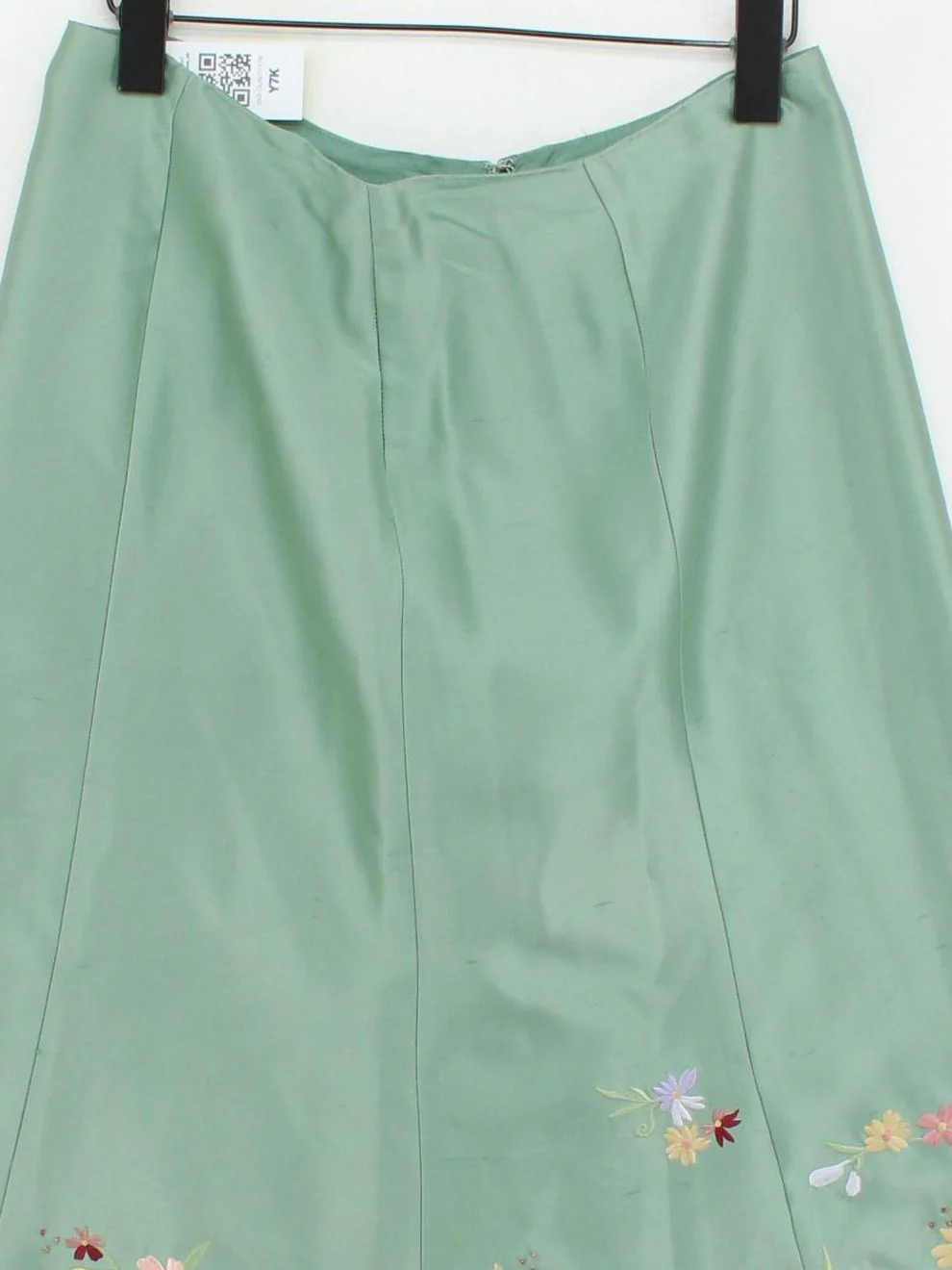 Precis Petite Women's Midi Skirt UK 12 Green Silk with Acetate, Polyester A-Line - Image 3