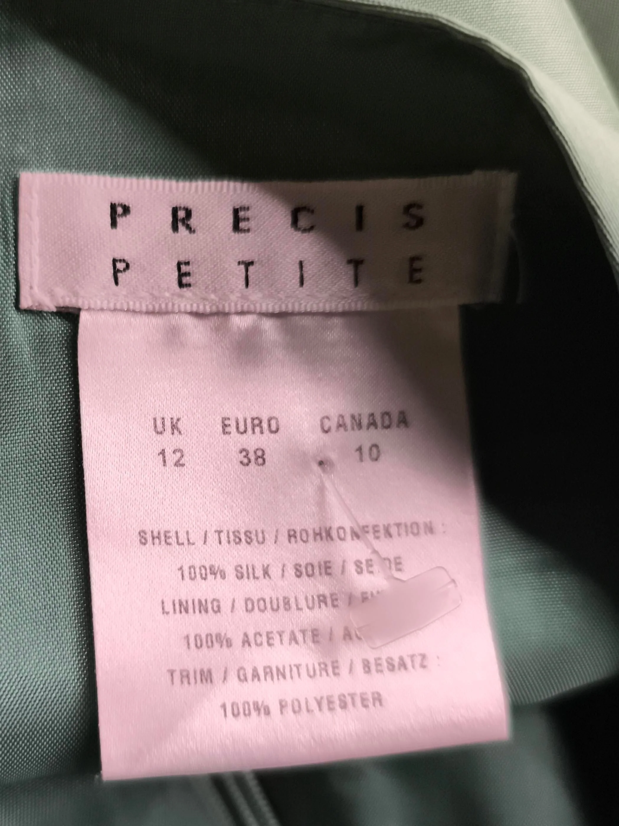 Precis Petite Women's Midi Skirt UK 12 Green Silk with Acetate, Polyester A-Line - Image 6