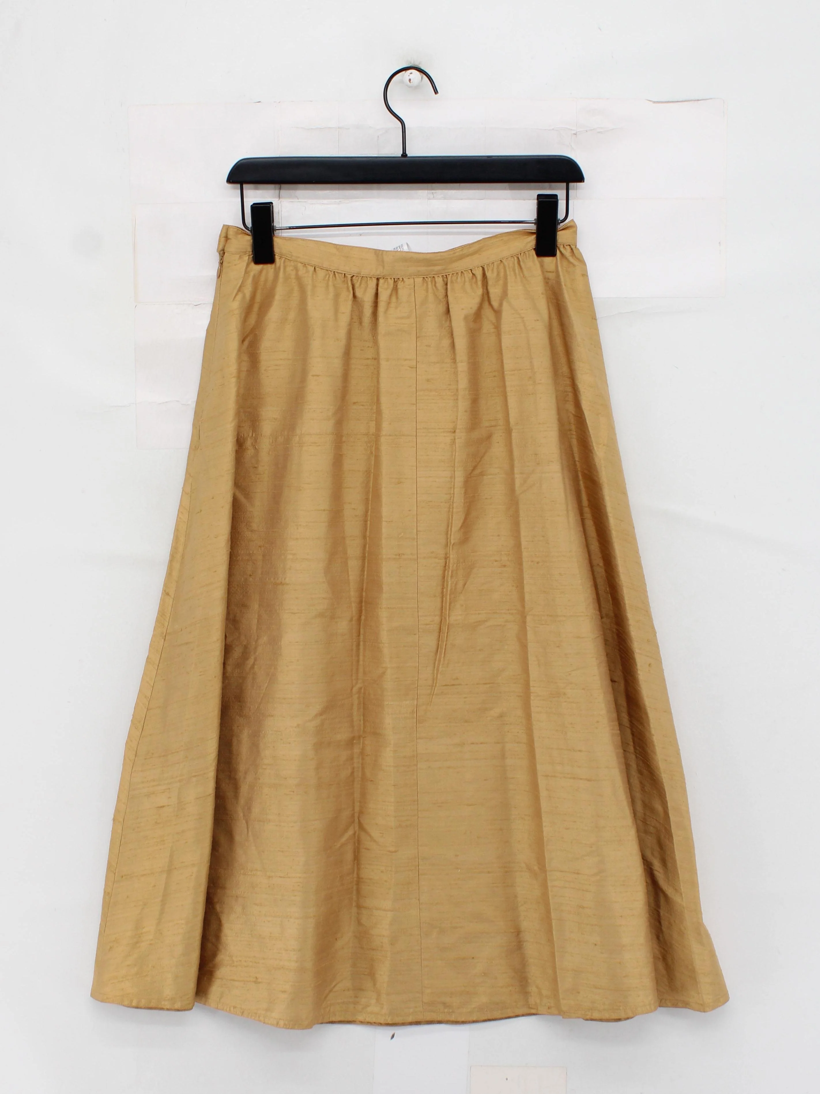Precis Petite Women's Midi Skirt UK 14 Tan Silk with Acetate Midi A-Line - Image 2