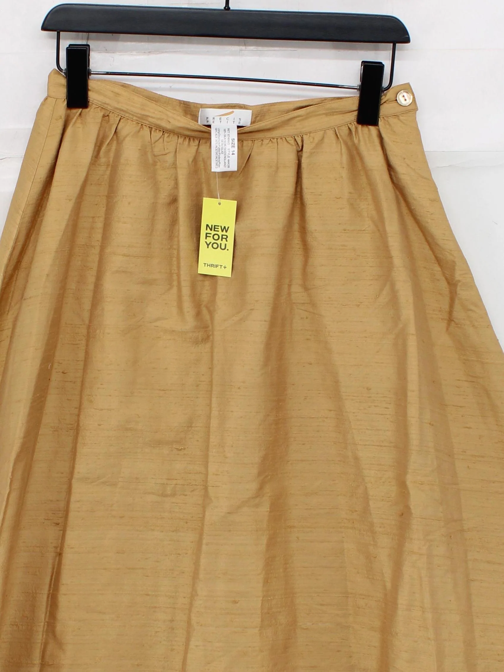 Precis Petite Women's Midi Skirt UK 14 Tan Silk with Acetate Midi A-Line - Image 3