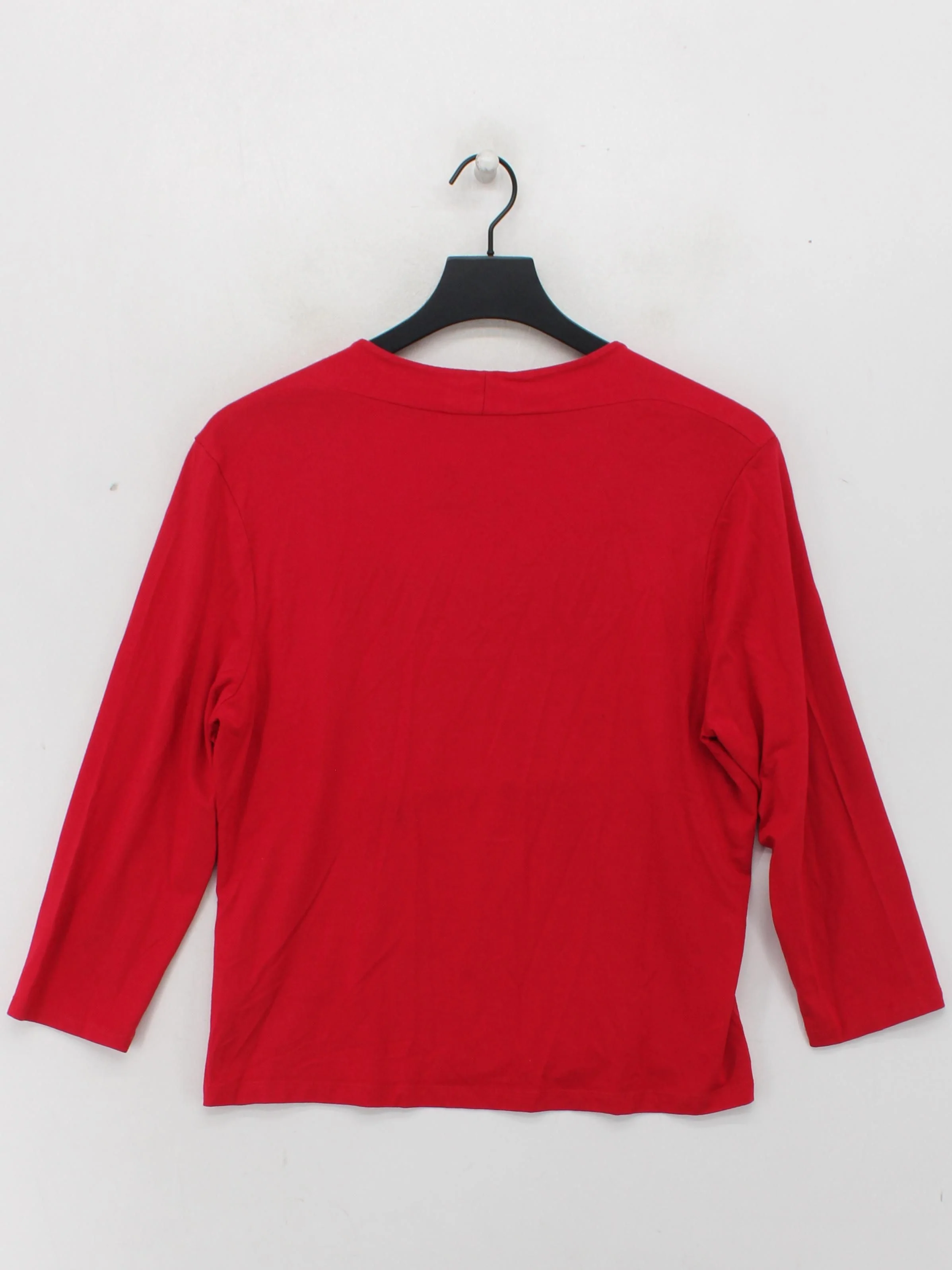 Precis Women's Top L Red Viscose with Elastane 3/4 Sleeve Square Neck Basic - Image 2