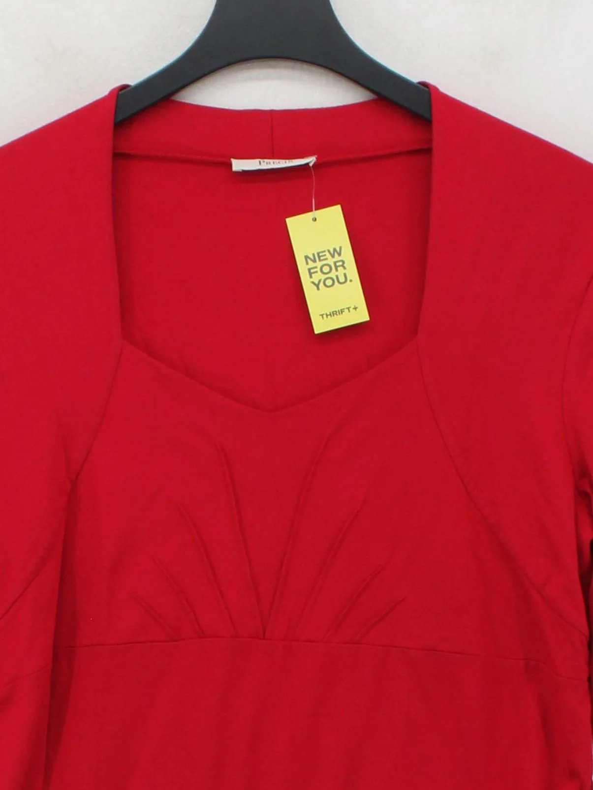 Precis Women's Top L Red Viscose with Elastane 3/4 Sleeve Square Neck Basic - Image 3