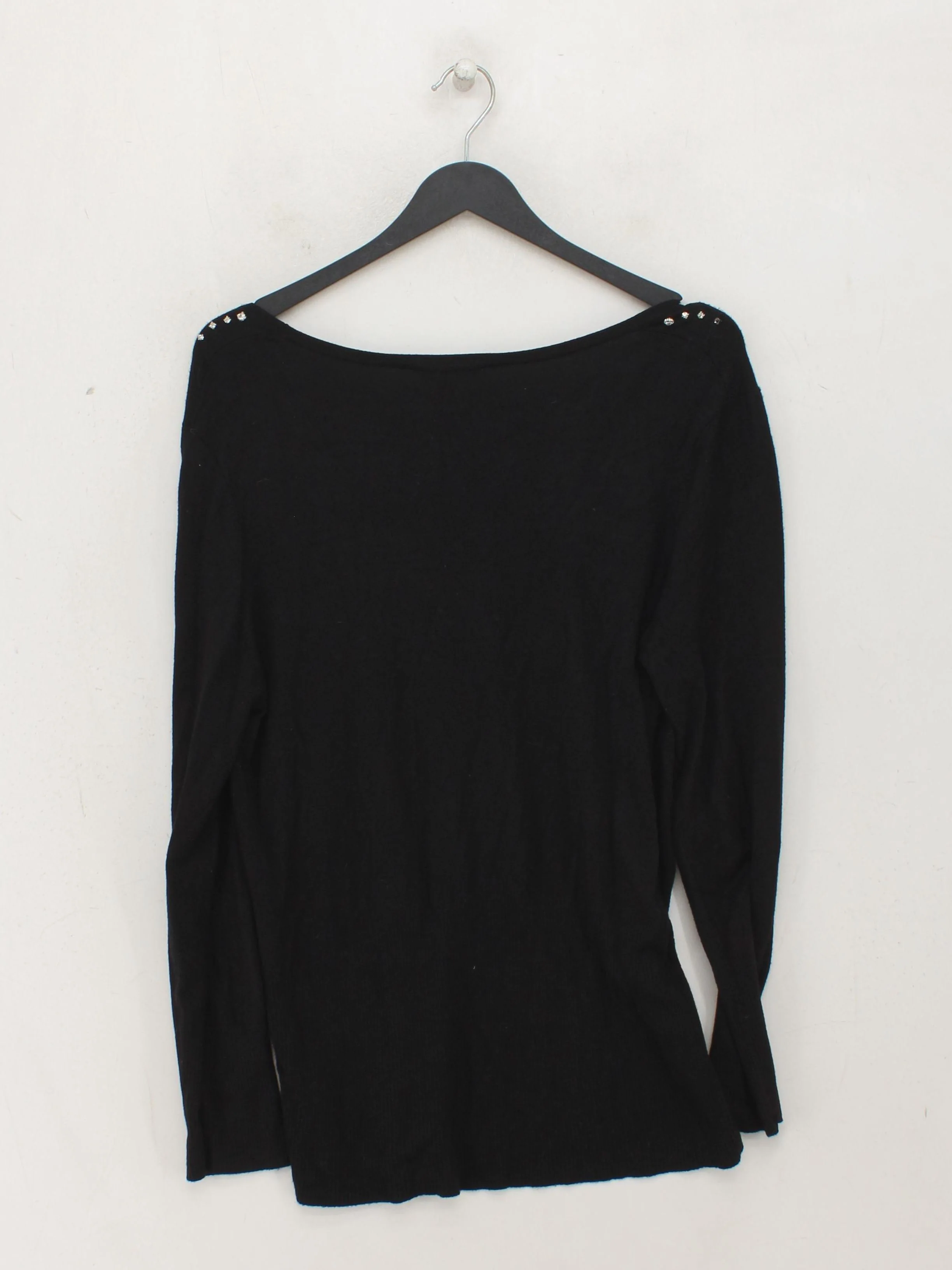 Precis Women's Top M Black Viscose with Polyamide Long Sleeve Round Neck Basic - Image 2