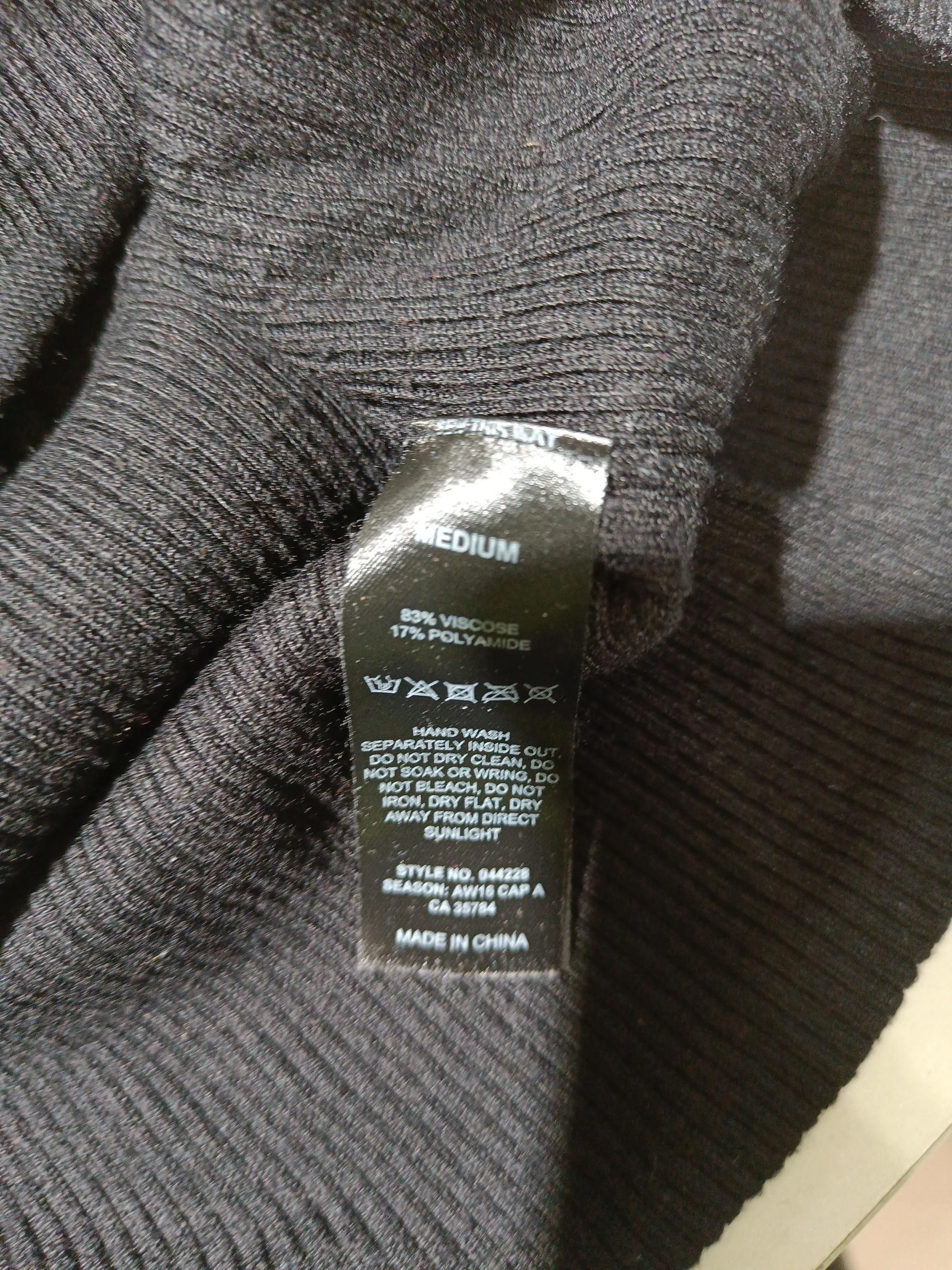 Precis Women's Top M Black Viscose with Polyamide Long Sleeve Round Neck Basic - Image 6