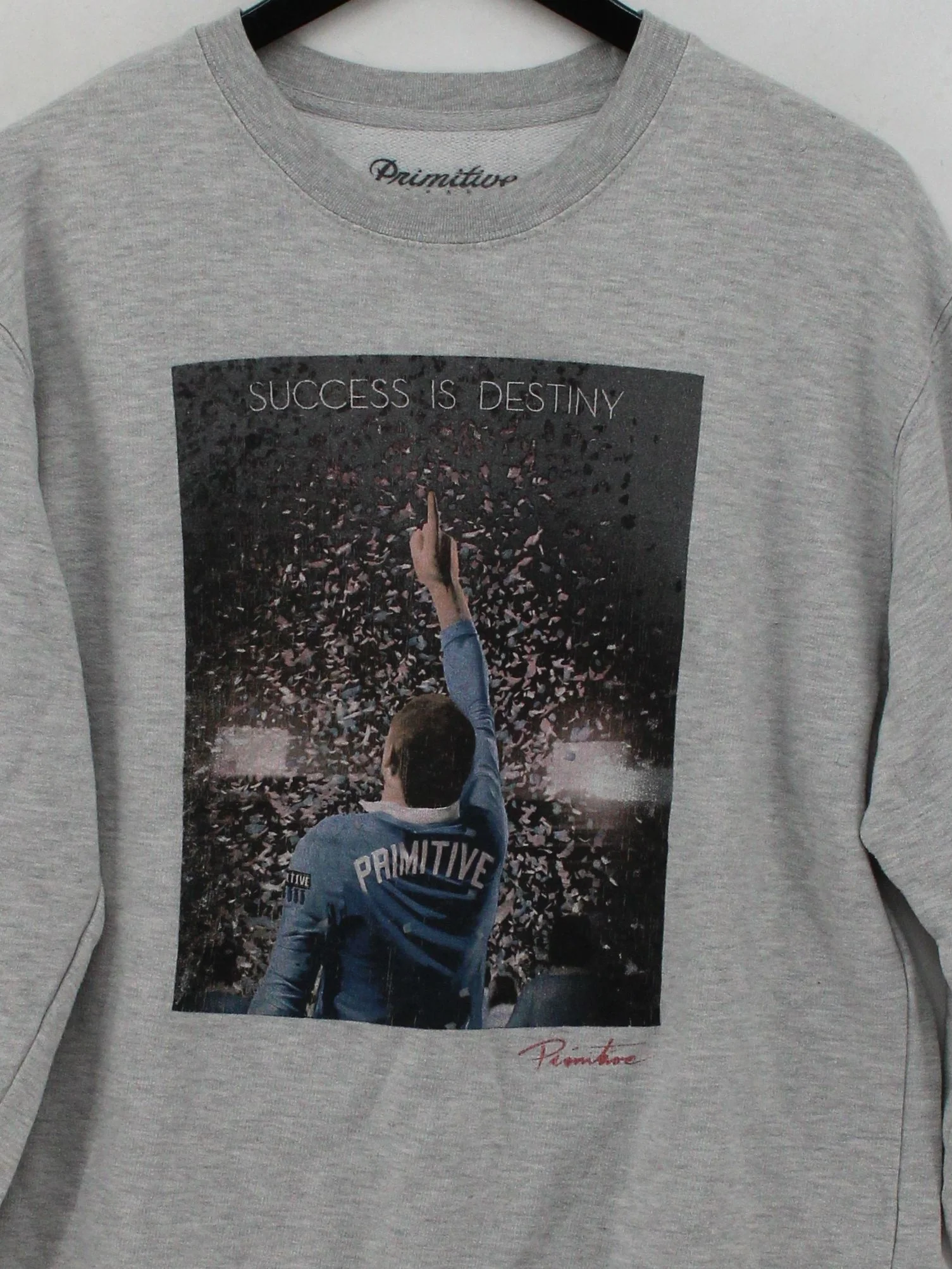 Primitive Apparel Men's Hoodie L Grey Graphic Cotton with Polyester Pullover - Image 3