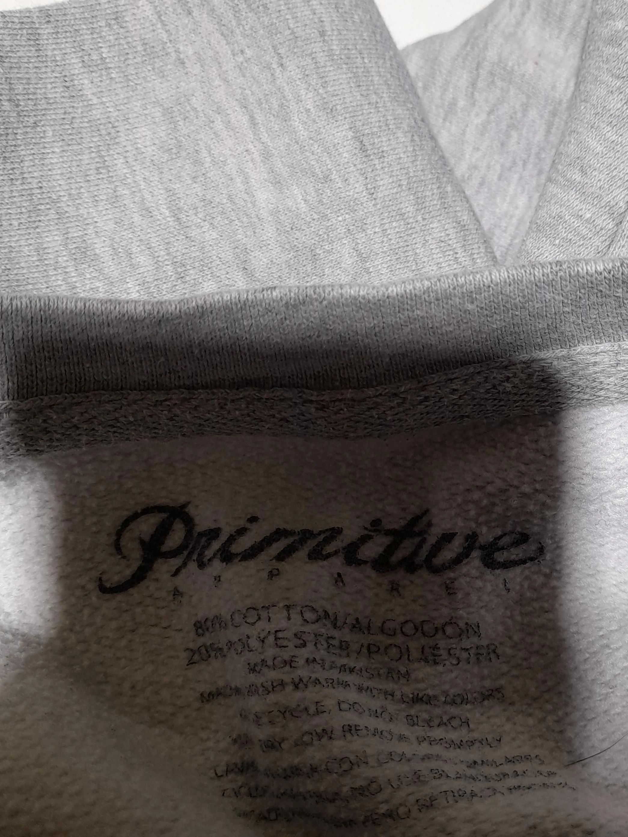 Primitive Apparel Men's Hoodie L Grey Graphic Cotton with Polyester Pullover - Image 6