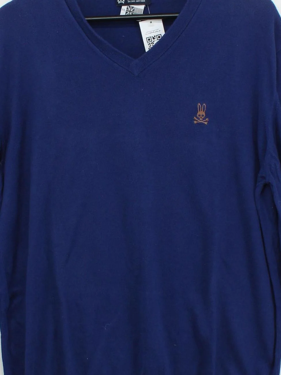 Psycho Bunny By Robert Godley Men's Jumper XL Blue 100% Cotton V-Neck Pullover - Image 3